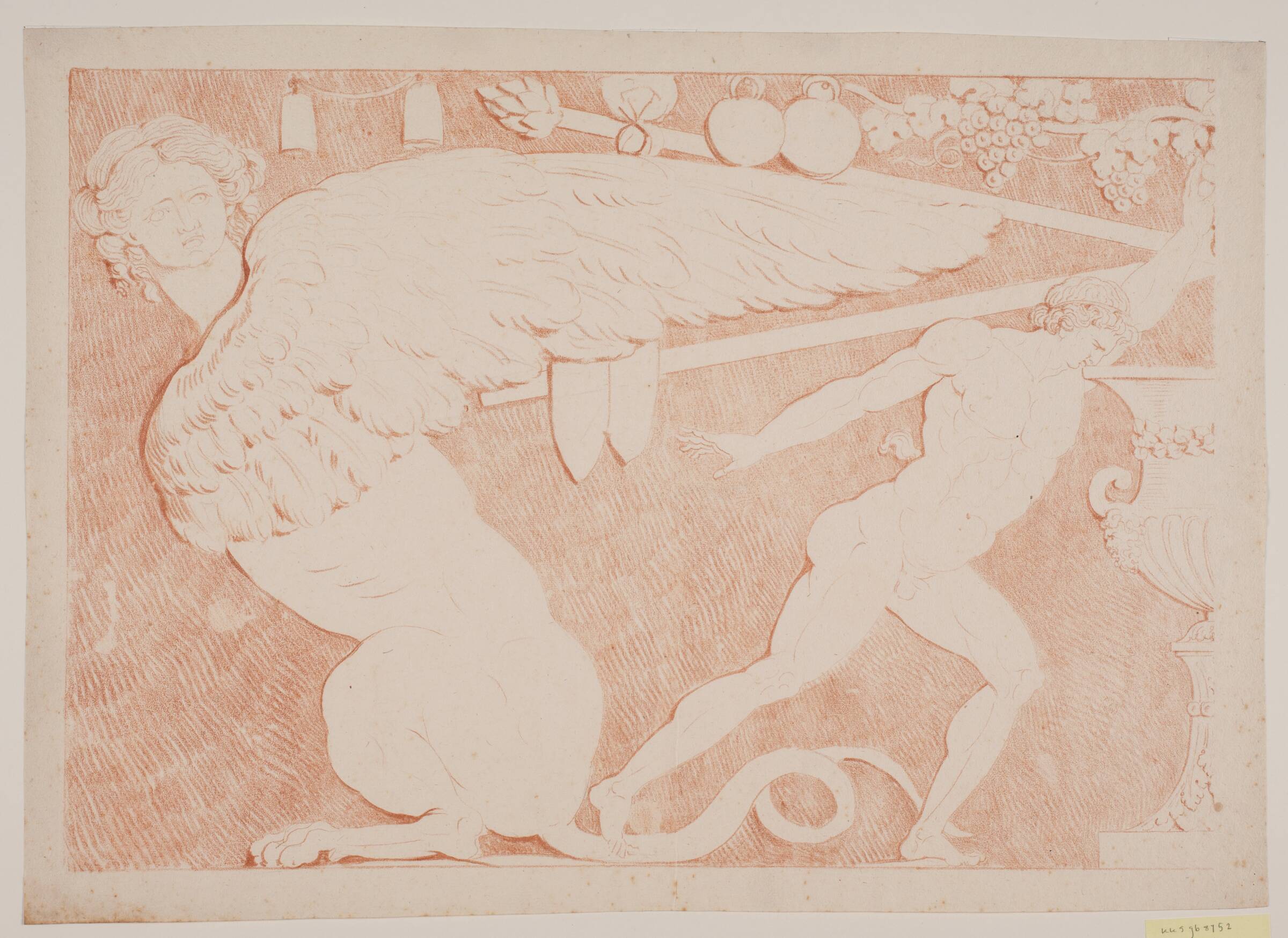Sfinks og mand (satyr) mod venstre, Jacques François Joseph Saly, 1717-1776