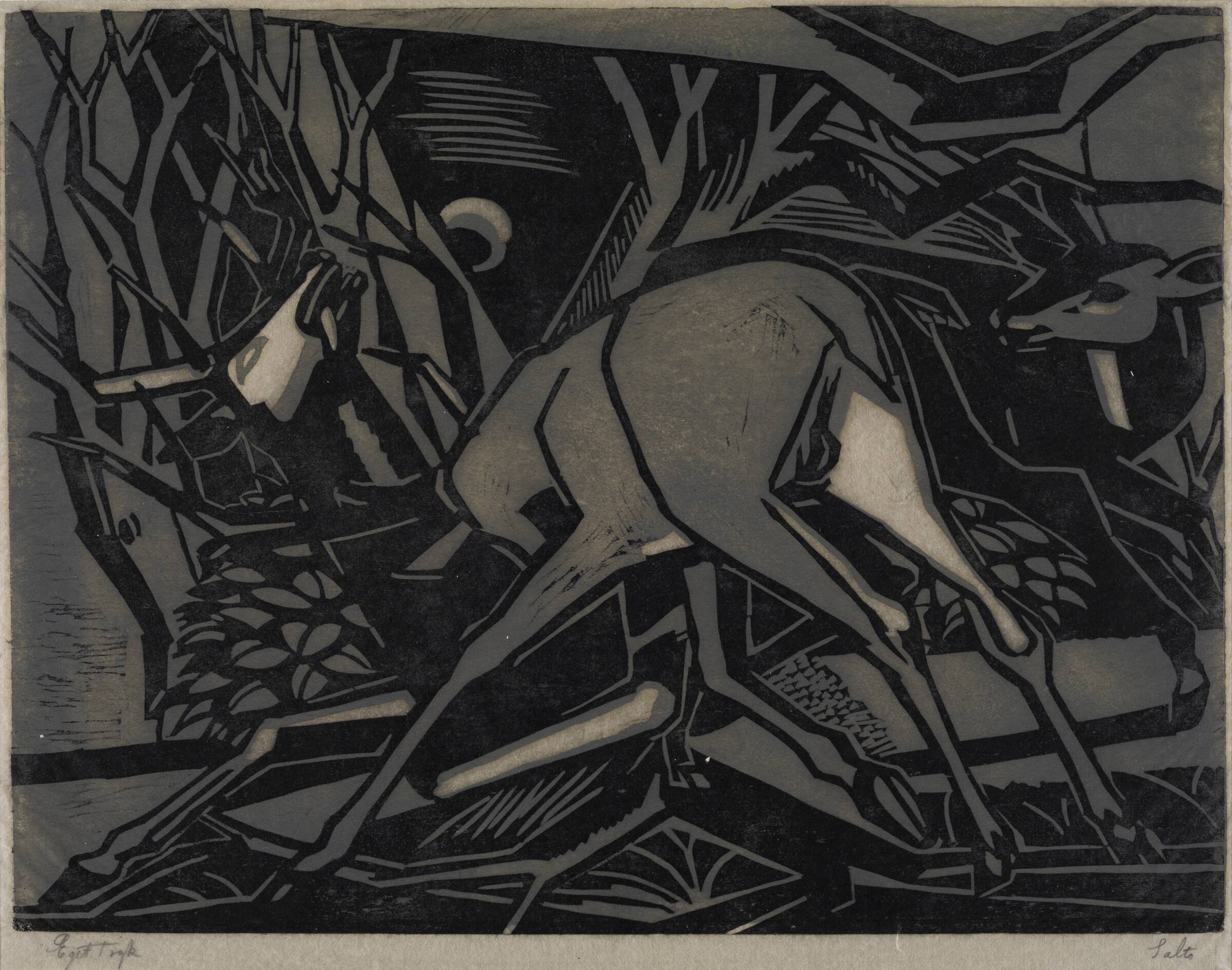 Kæmpende hjorte, Axel Salto, 1941