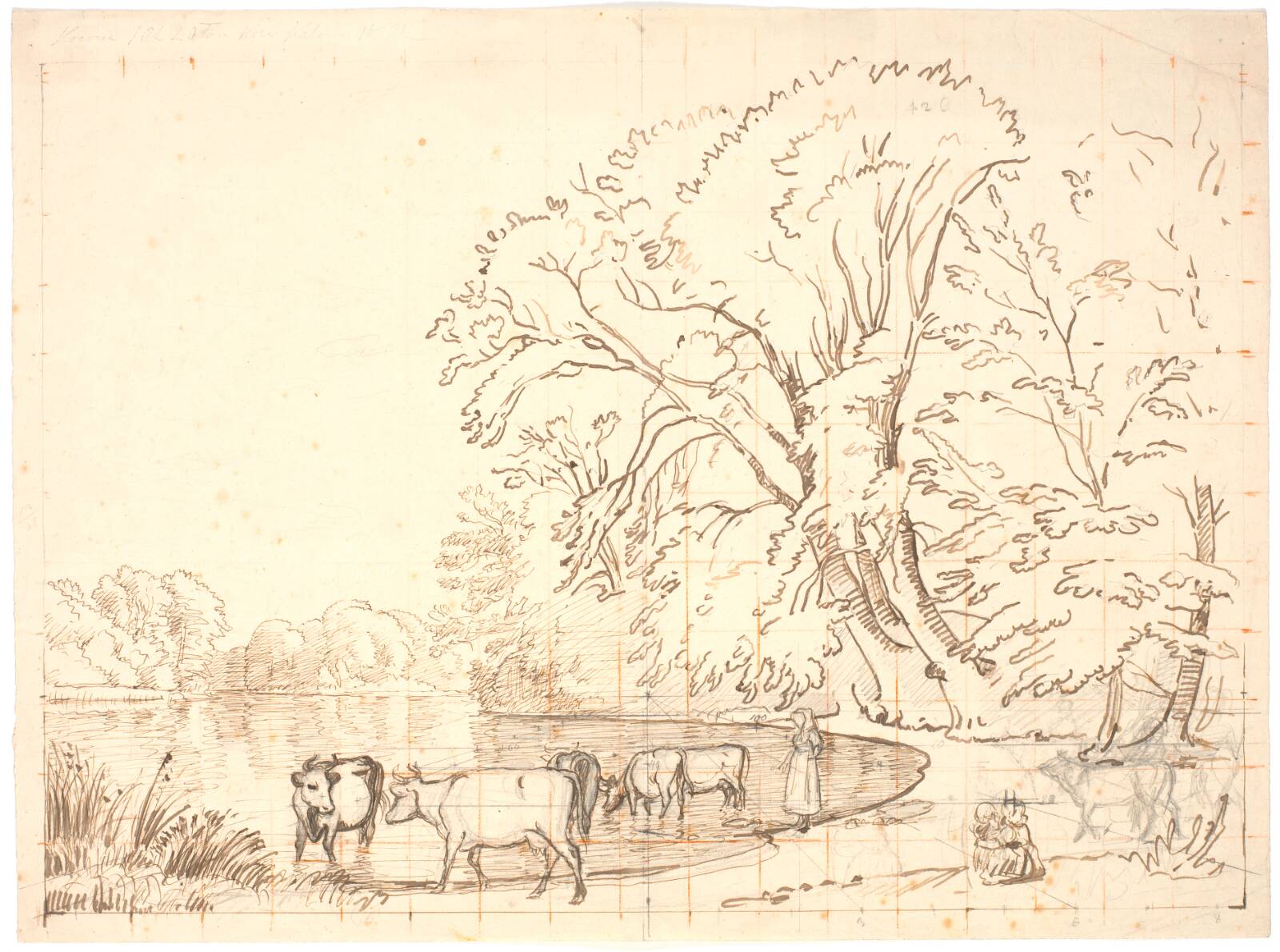 Køer ved en skovsø, P.C. Skovgaard, 1857-1860