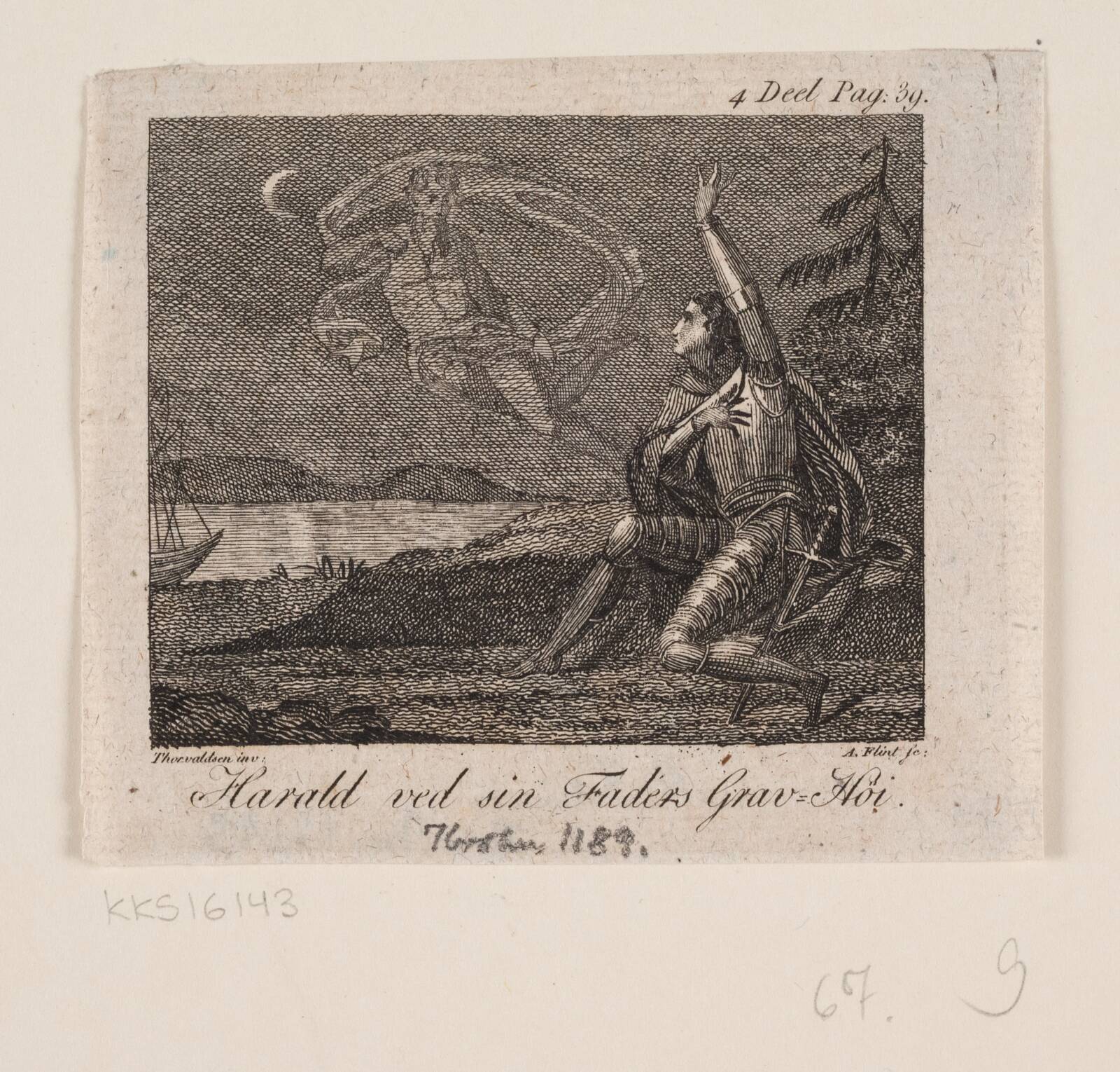 Harald ved sin faders gravhøj, Andreas Flint, 1794