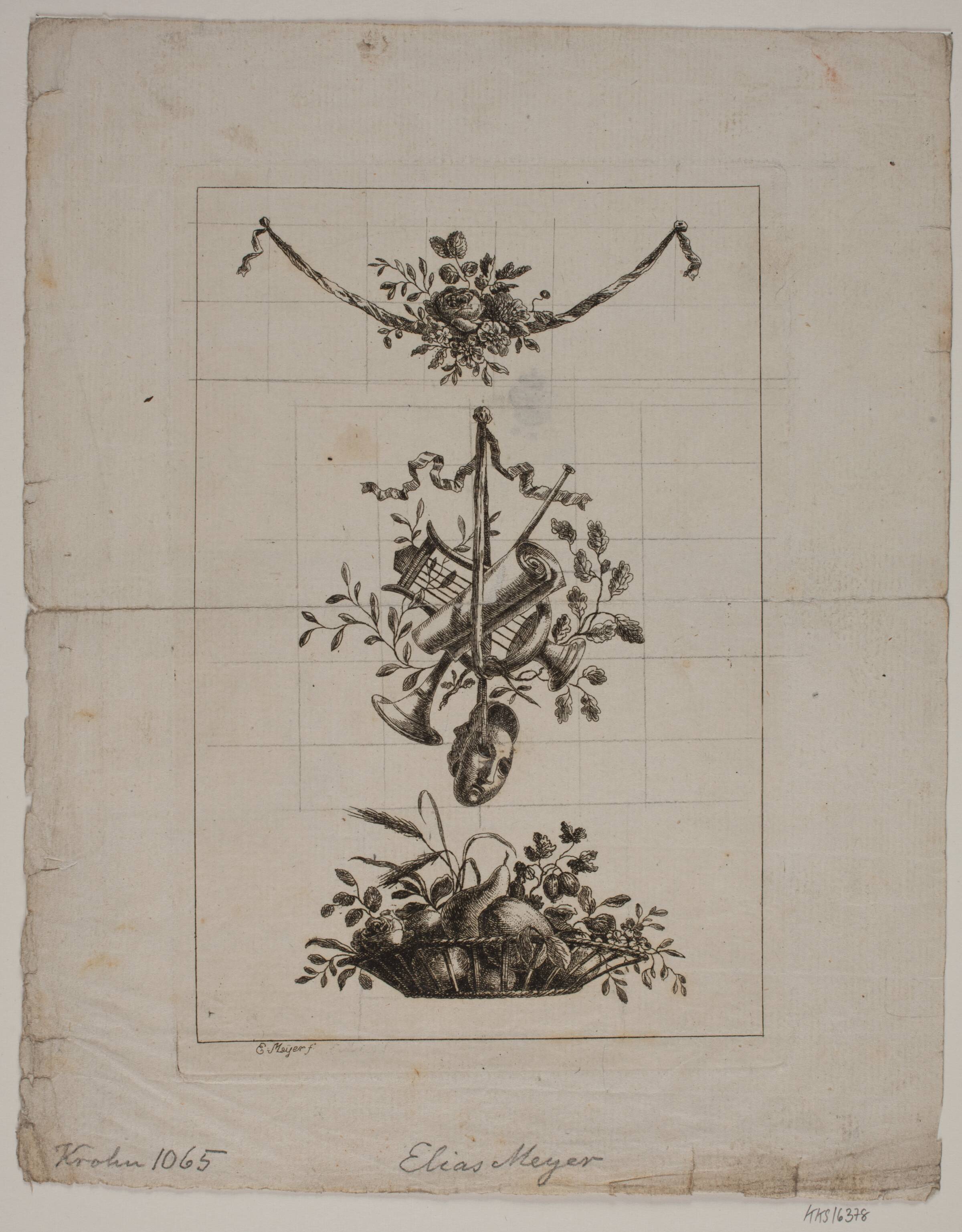 3 Dekorationsmotiver, Elias Meyer, 1763-1809