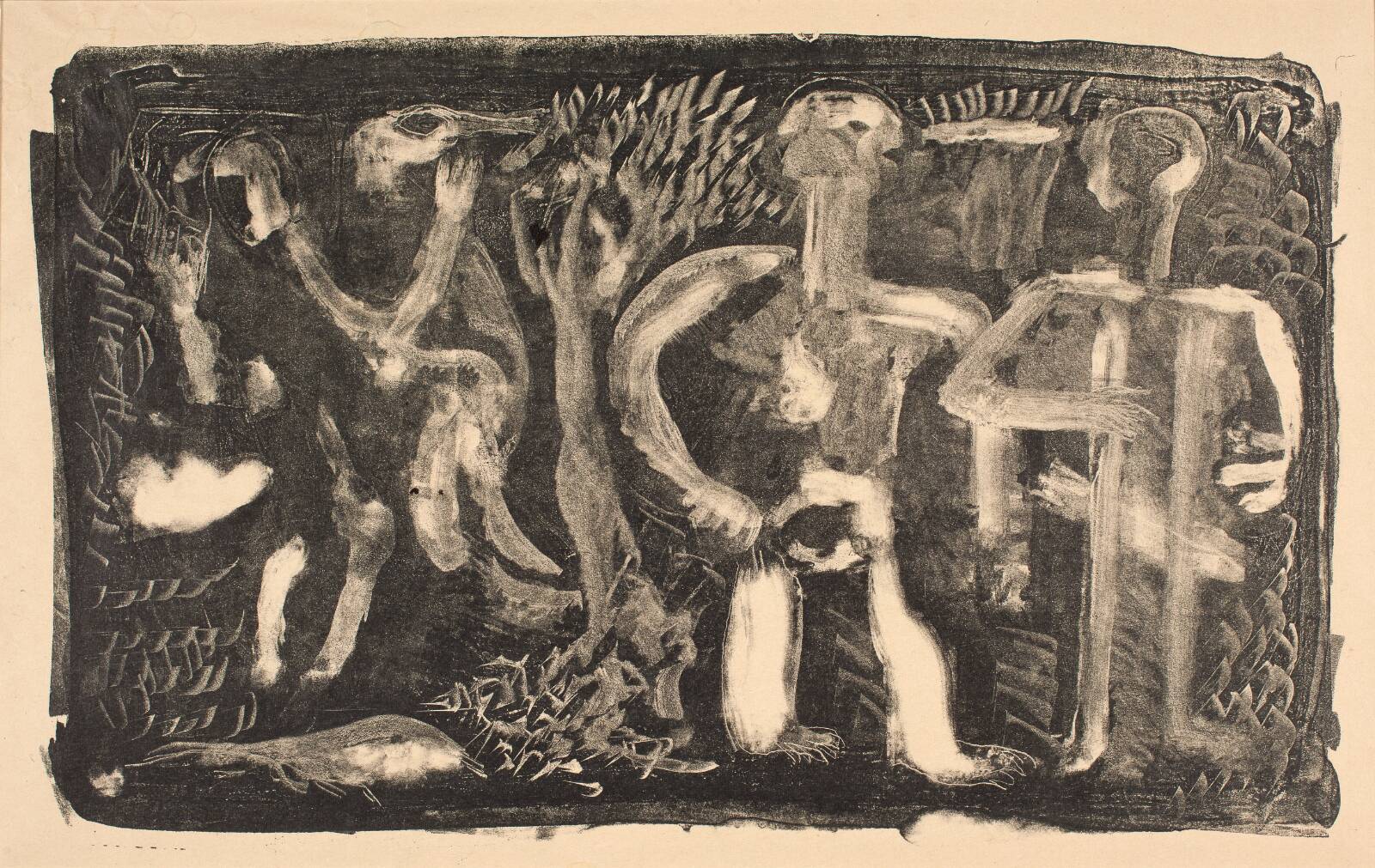 Komposition med figurer, Reidar Magnus, 1955