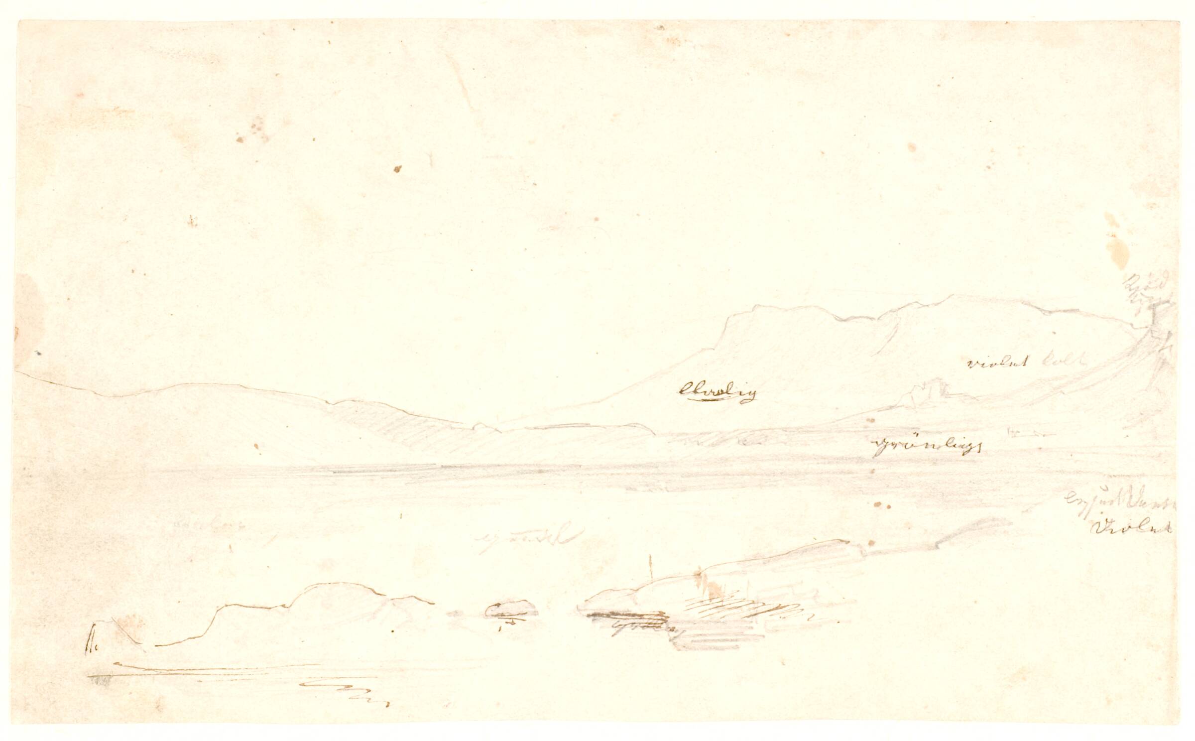 Landskab med en sø, omgivet af bjerge, Dankvart Dreyer, 1831-1852