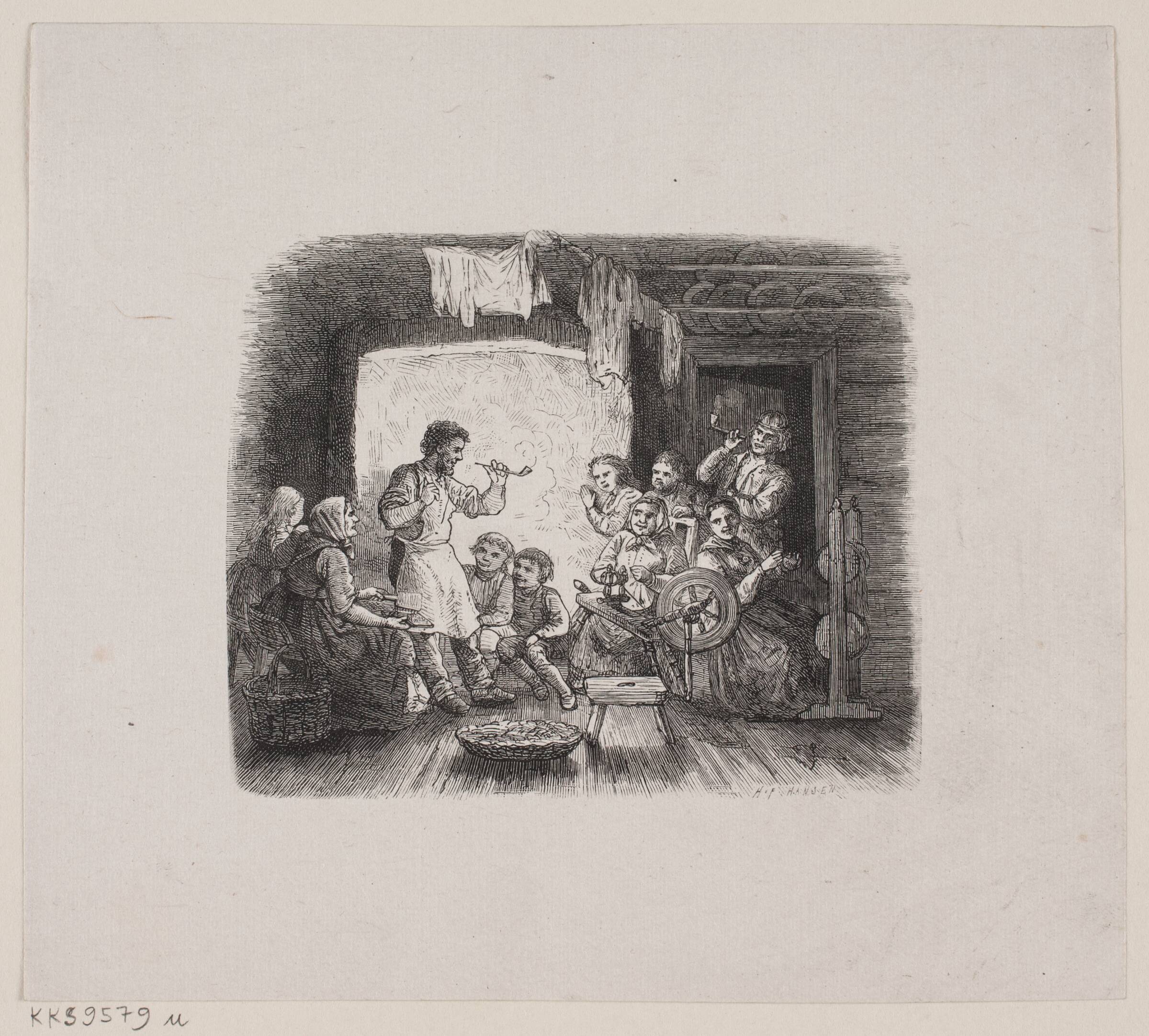 Illustration til "En Aftenstund i et Proprietærkøkken", H.P. Hansen, 1829-1899