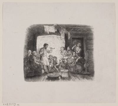 Illustration til "En Aftenstund i et Proprietærkøkken"