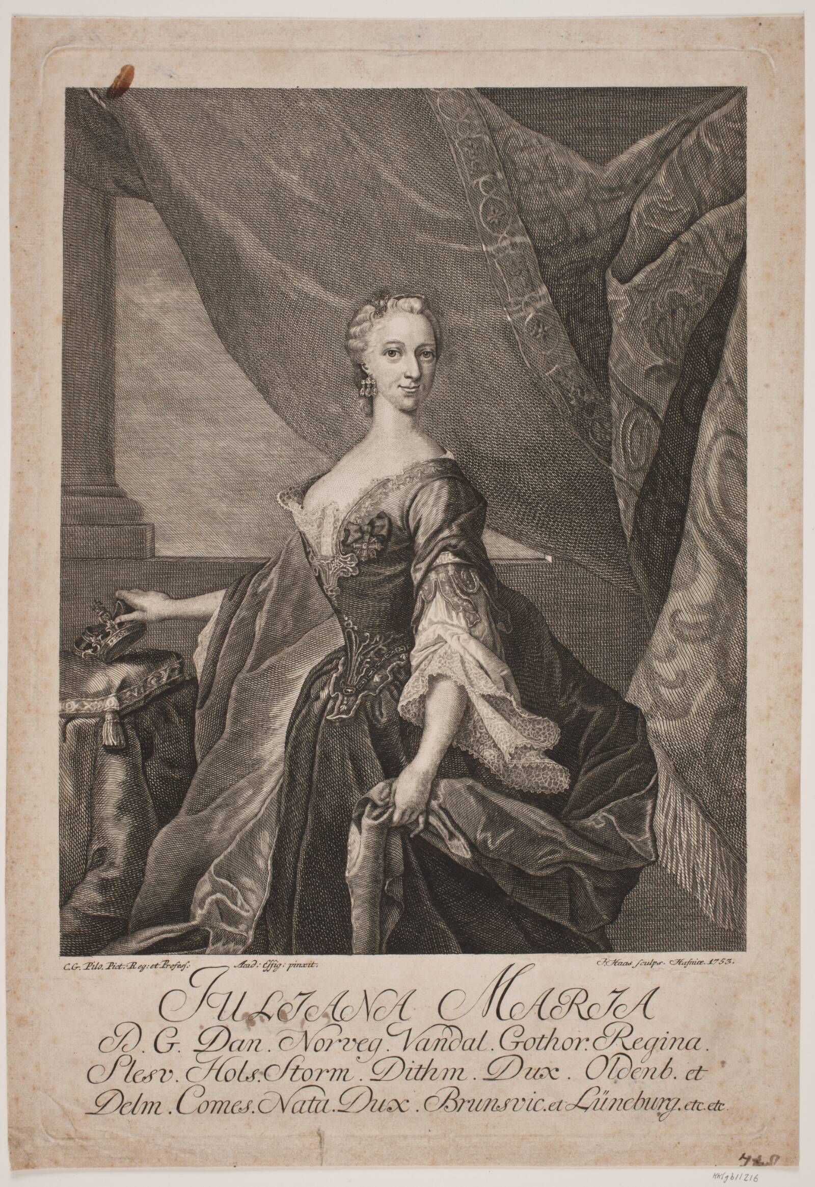 Dronning Juliane Marie, Jonas Haas, 1753