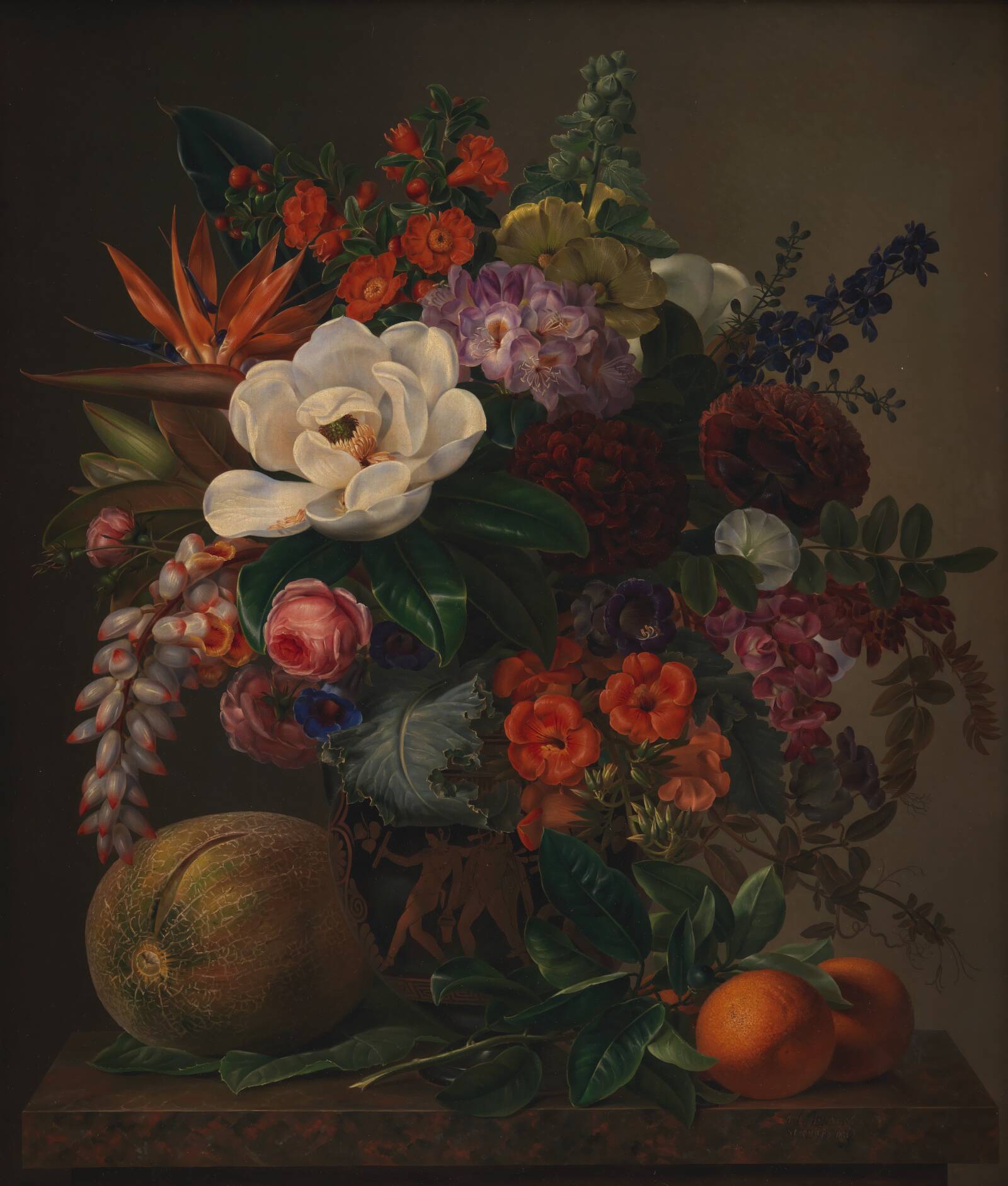 En vase med blomster, J.L. Jensen, 1834
