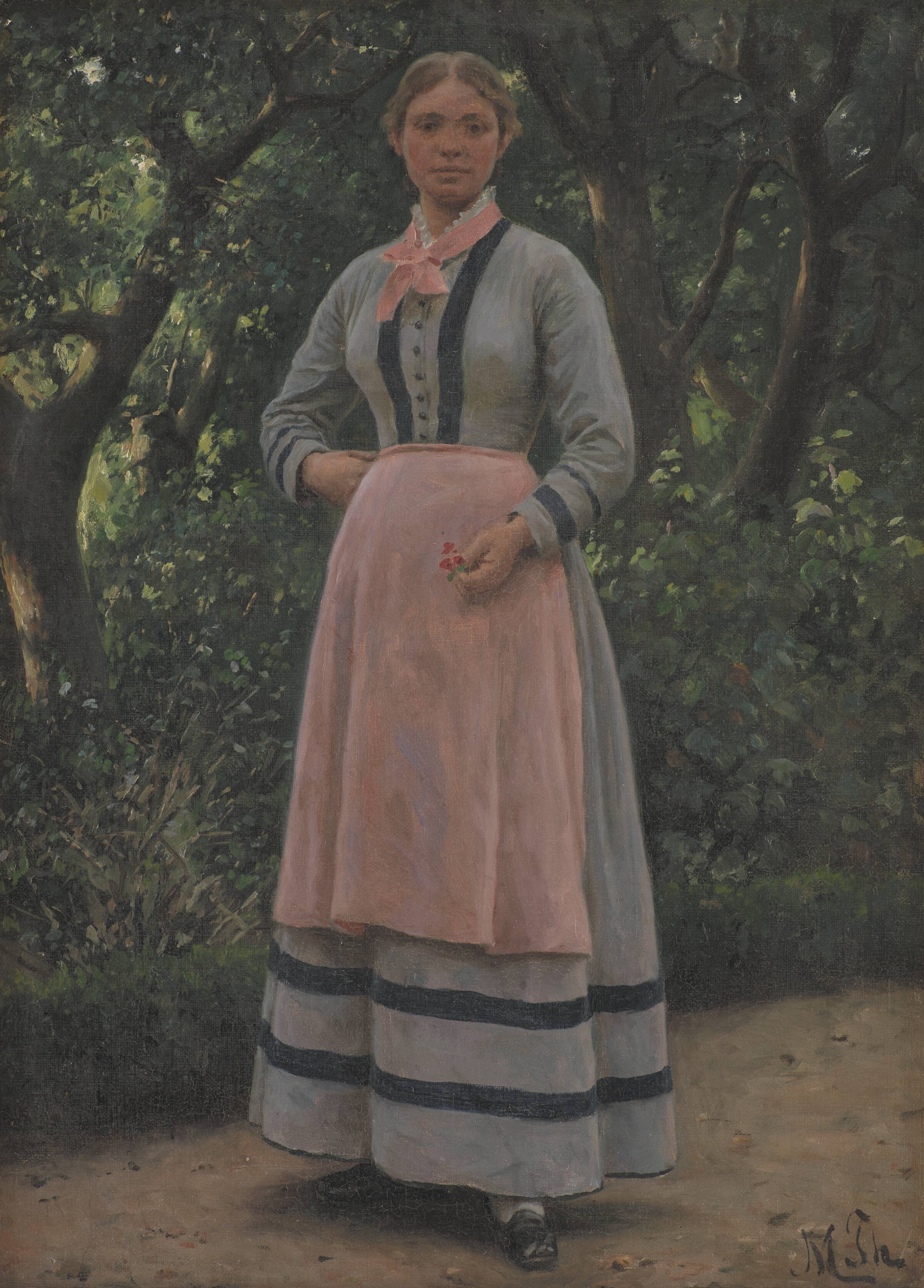 Ung pige i en have, M. Therkildsen, 1865-1925