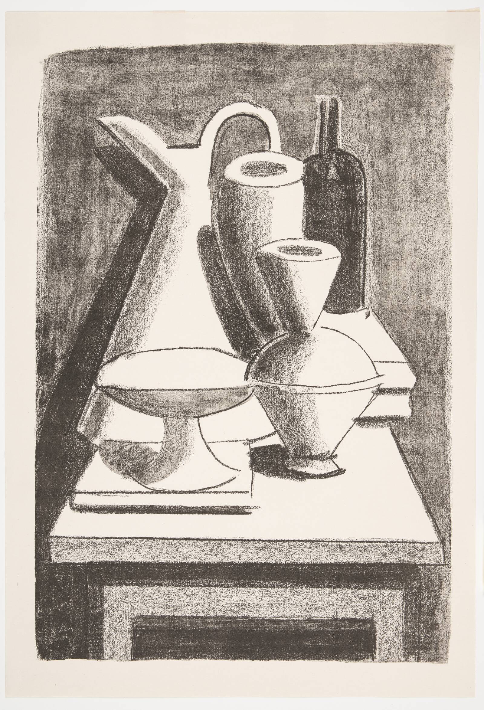 Opstilling. Kande, flaske m.m., Vilhelm Lundstrøm, 1929