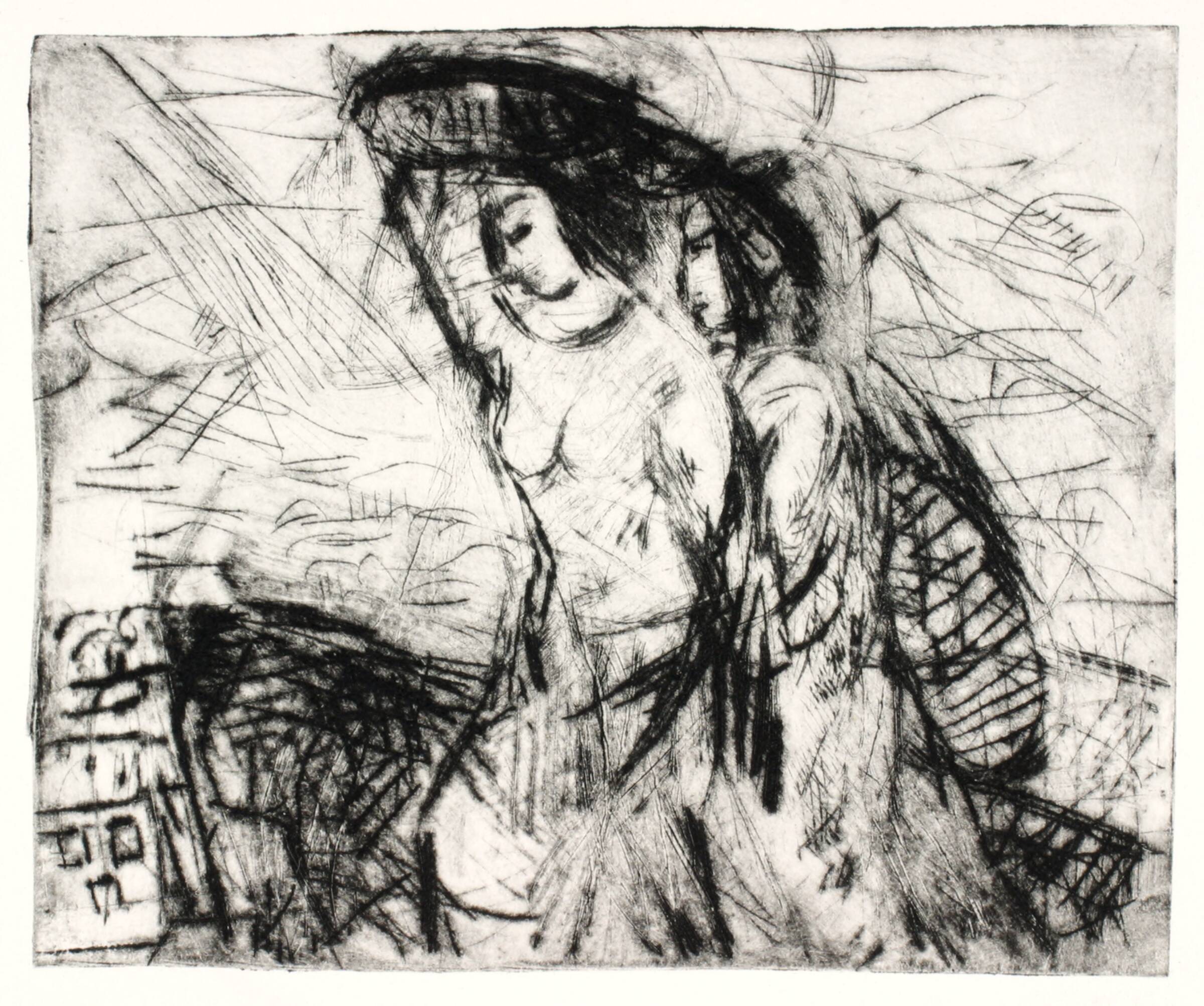 To italienske piger på vej hjem til San Cataldo med brød fra Amalfi, Holger J. Jensen, 1953