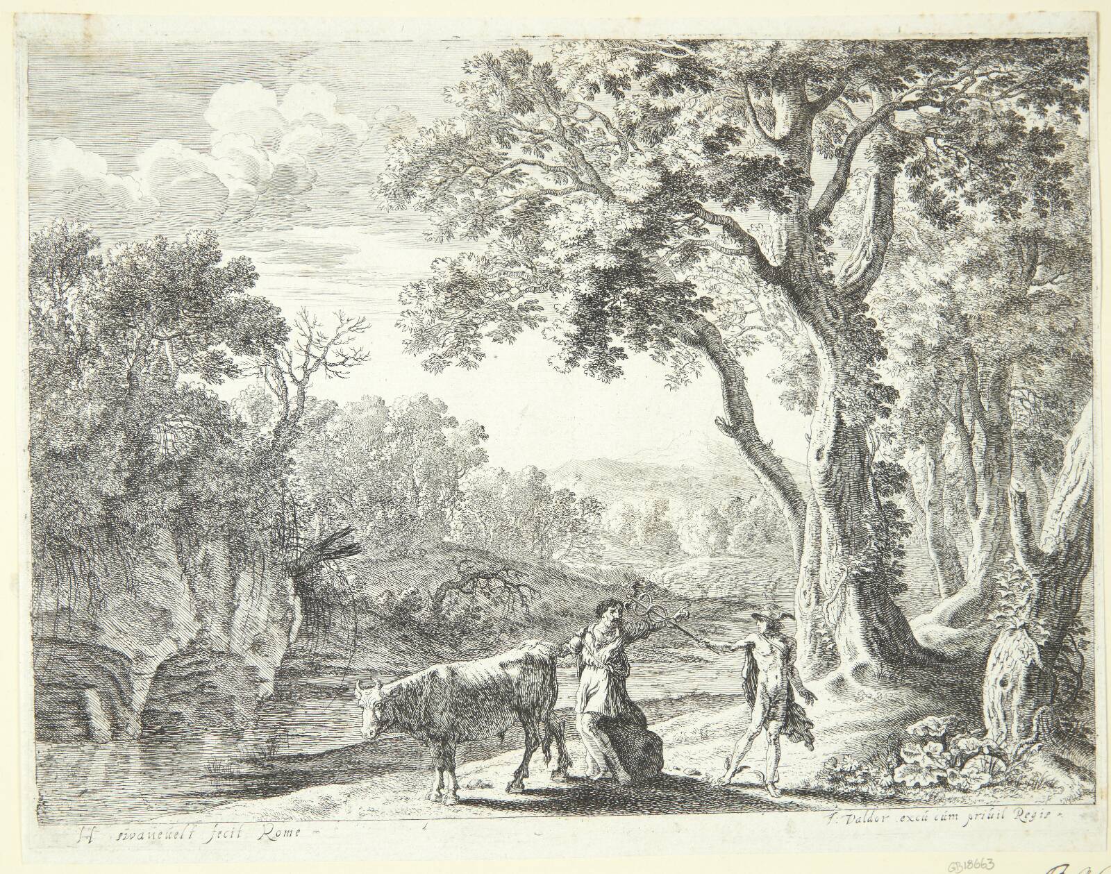 Battus forvandles til sten, Herman van Swanevelt, 1603-1655