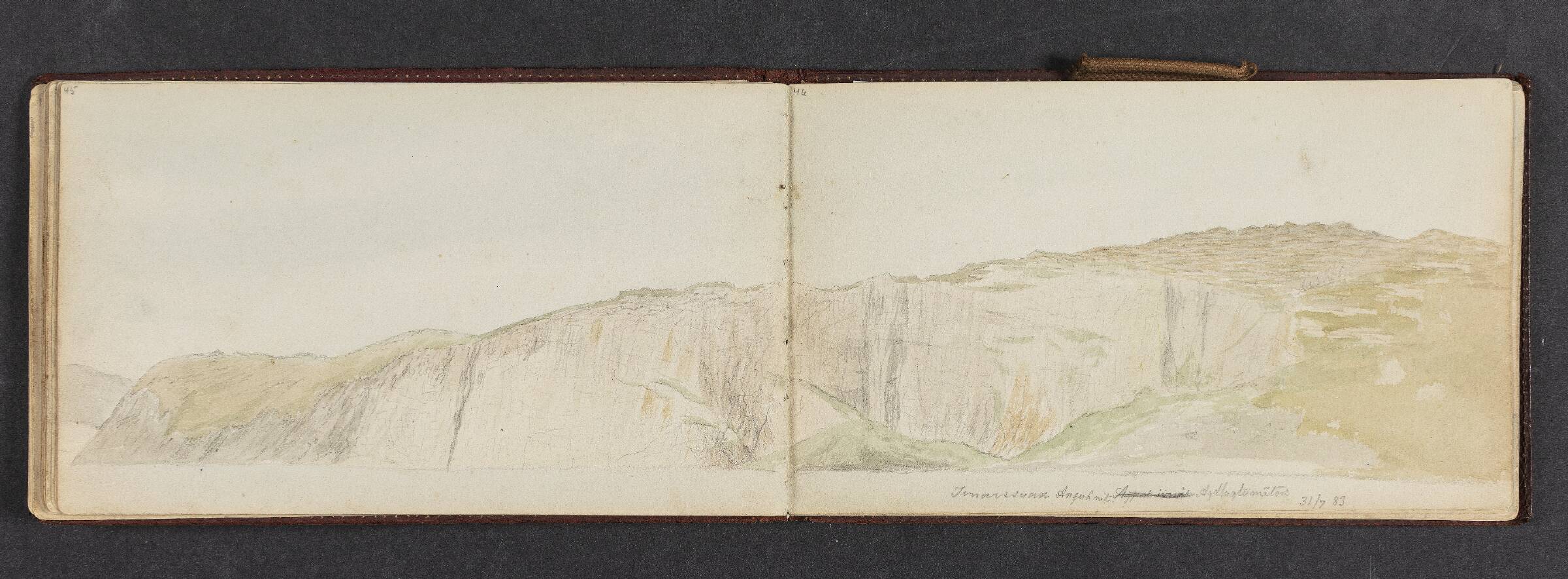Fjeldlandskab ved en kyst, Lars Møller, 1883