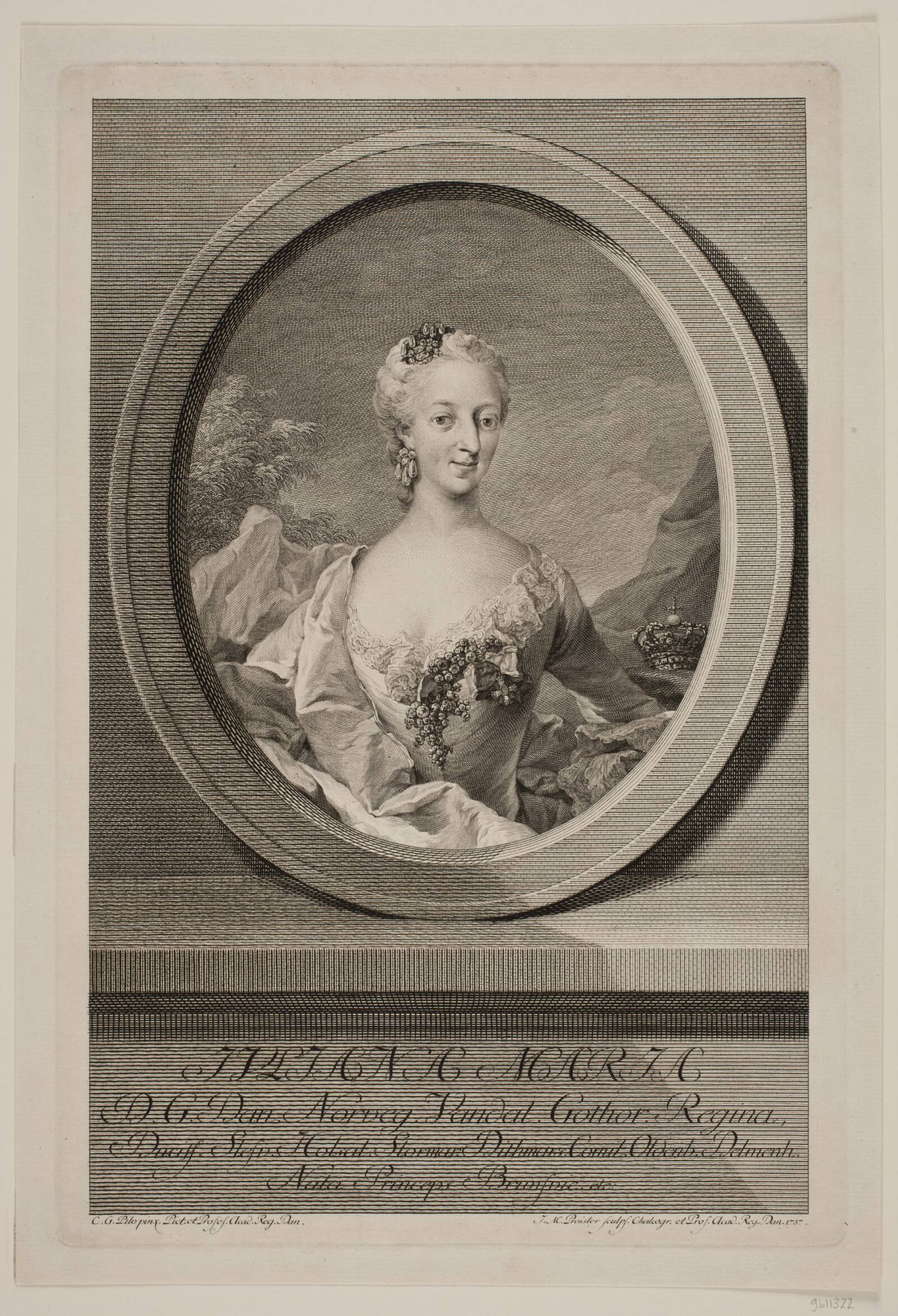 Dronning Juliane Marie, J.M. Preisler, 1757