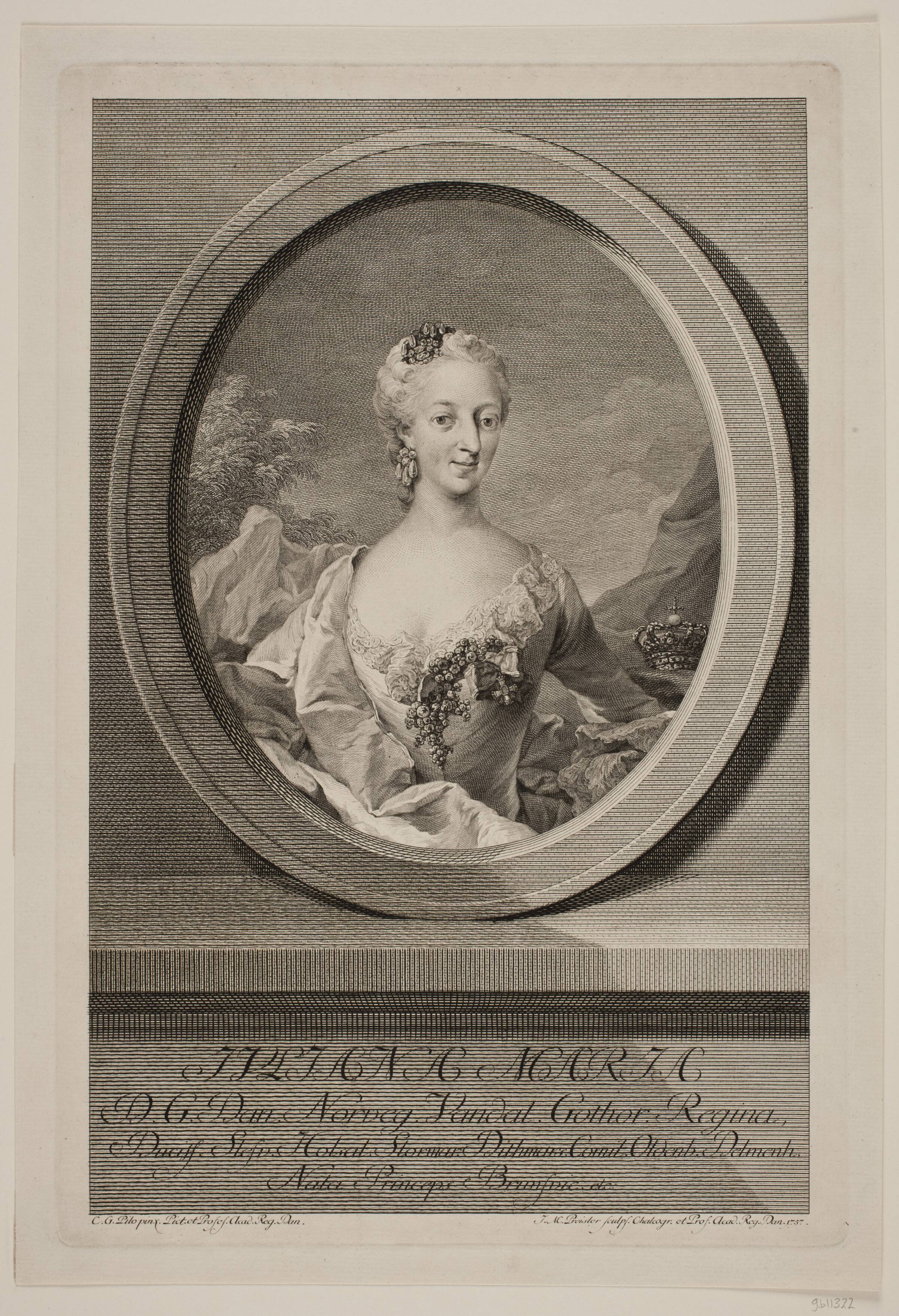 Dronning Juliane Marie, J.M. Preisler, 1757