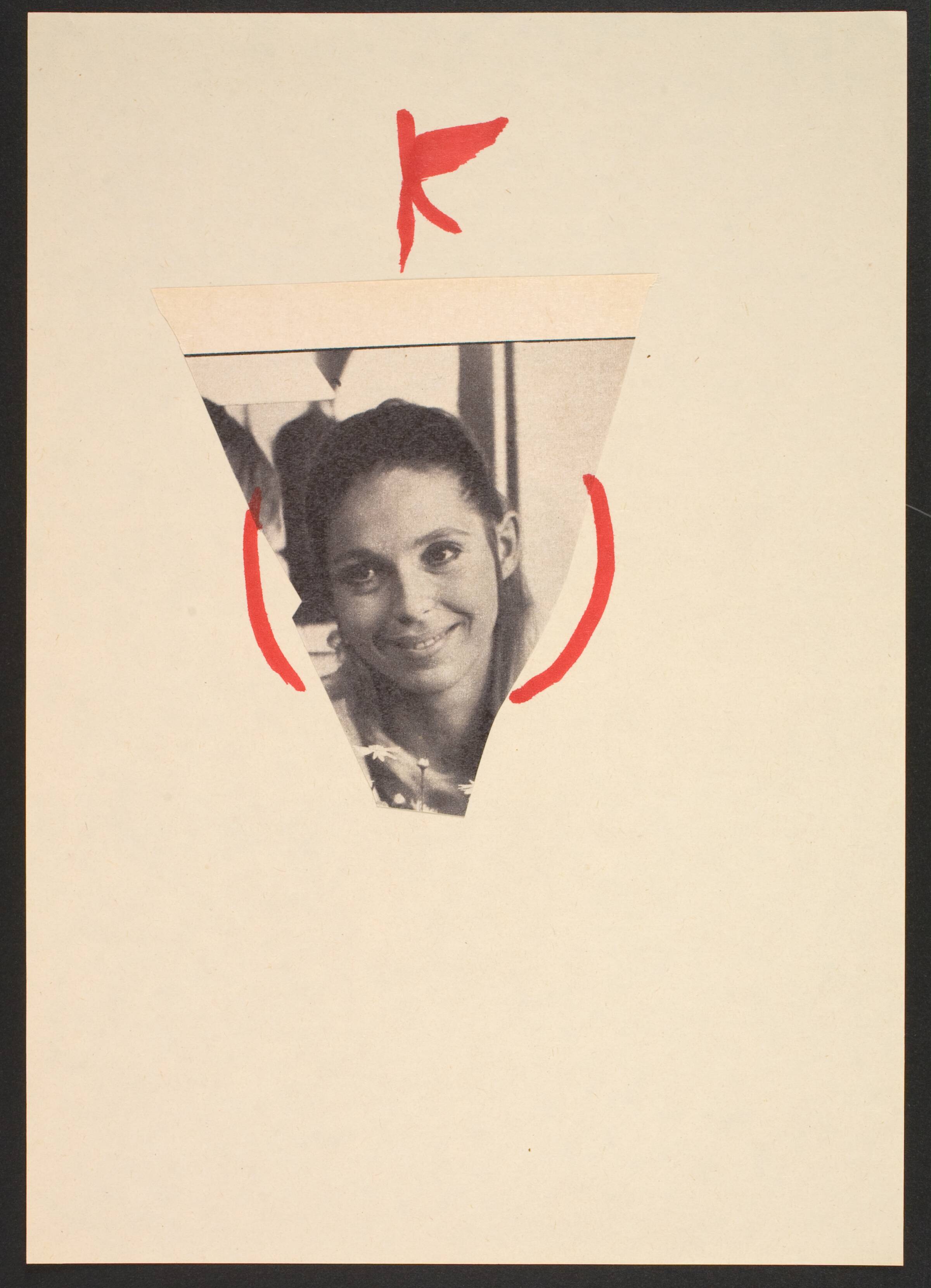 Udklip på papir med kvindetegnet, Lene Adler Petersen, 1974