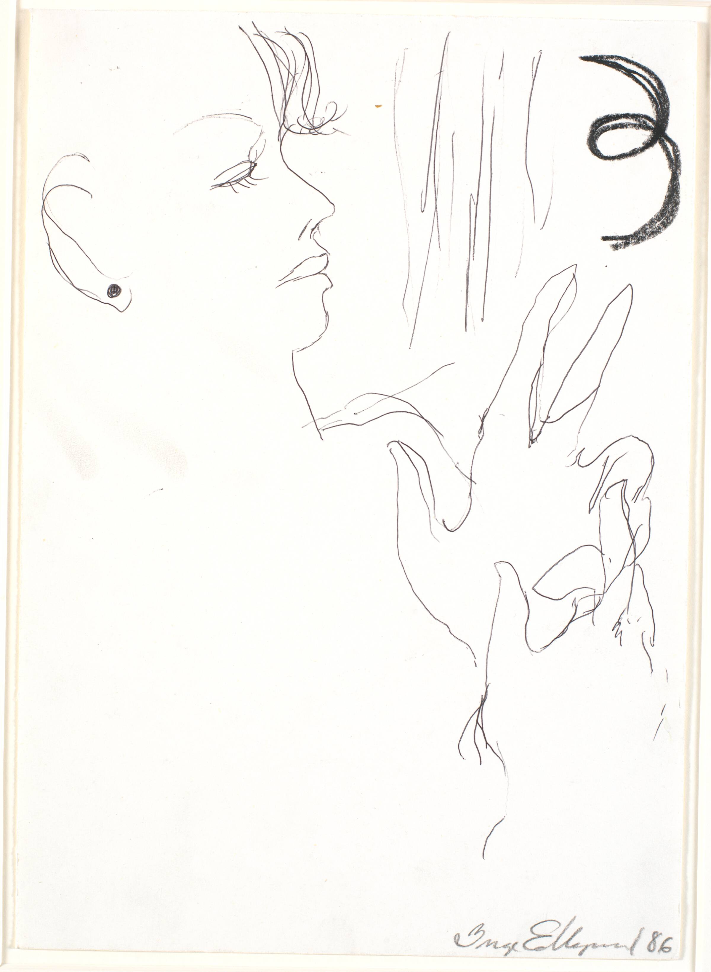 Tegning, Inge Ellegaard, 1986