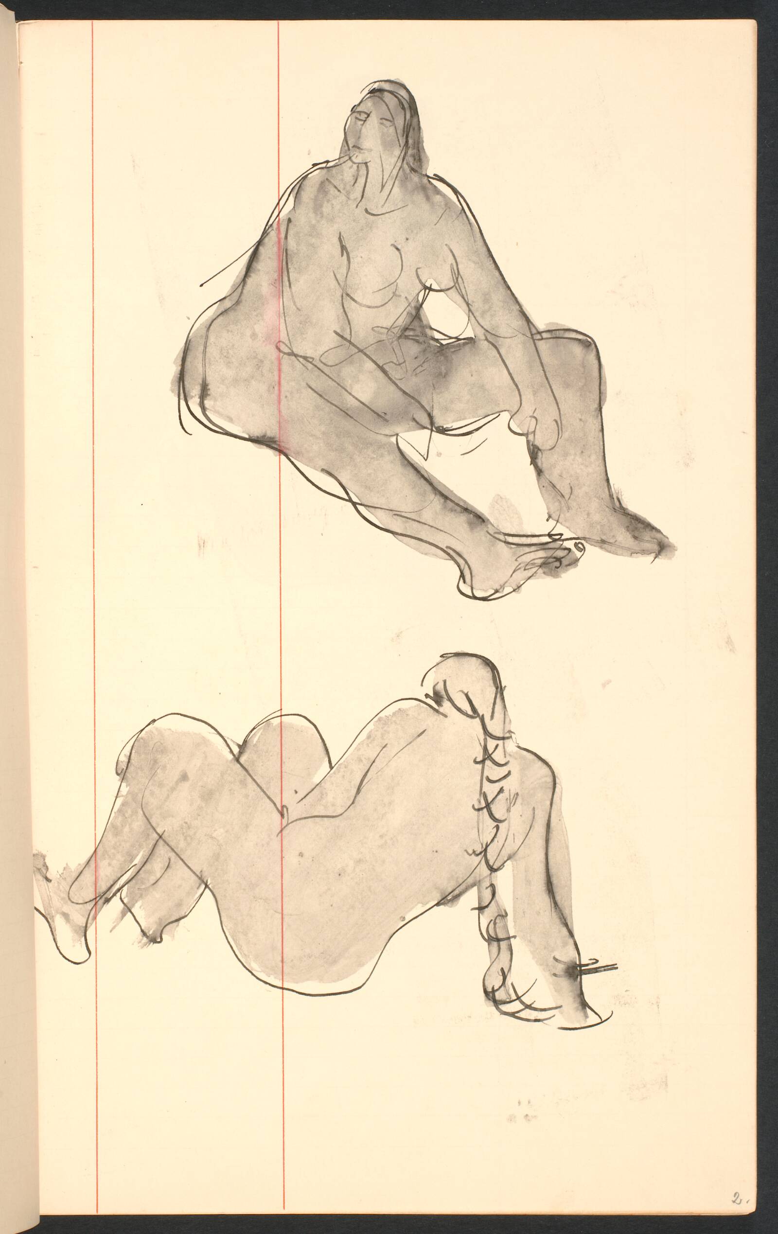 To siddende modeller, Gottfred Eickhoff, 1955