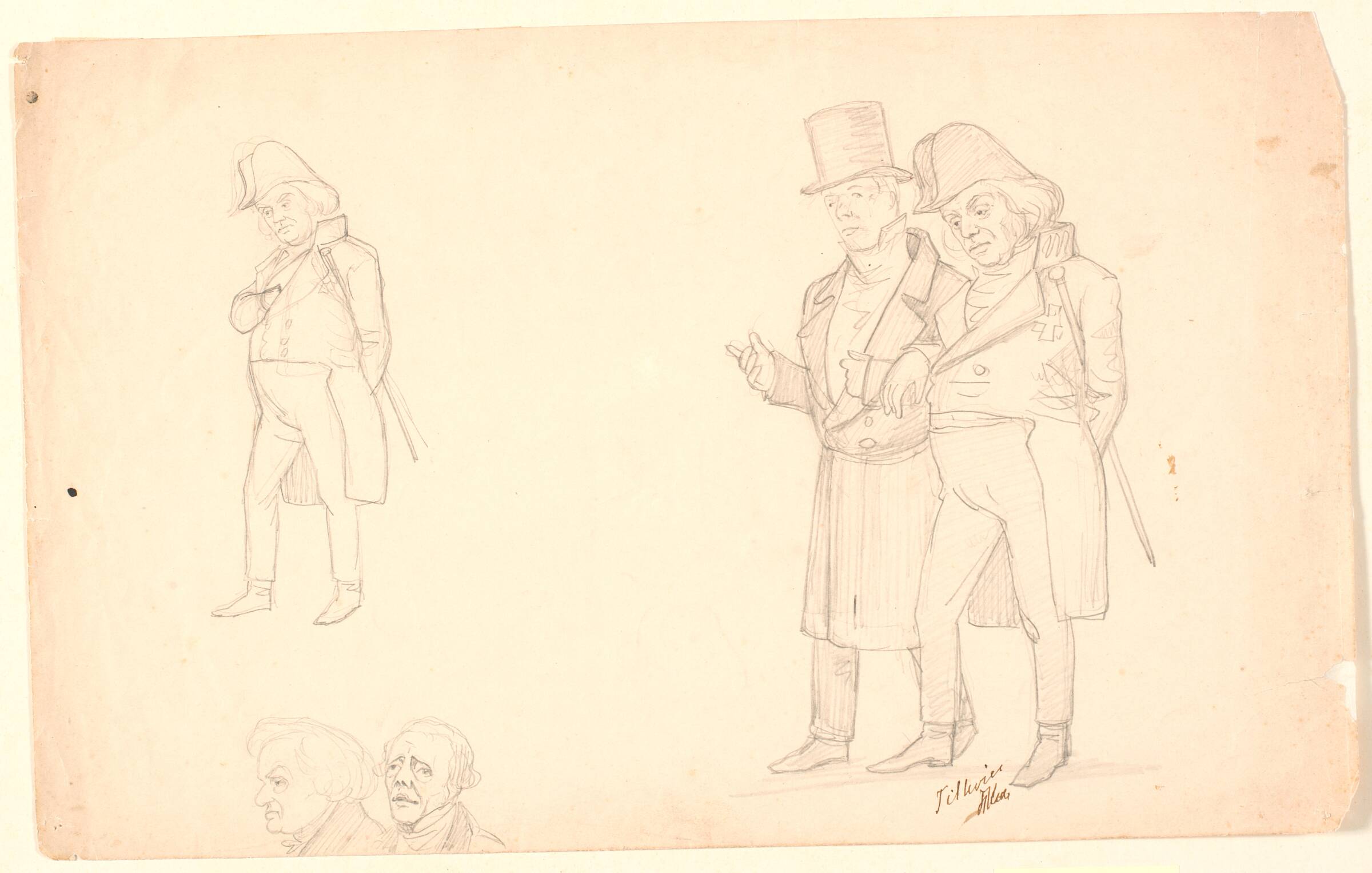Karikatur af brødrene Ørsted., P.C. Skovgaard, 1840-1849