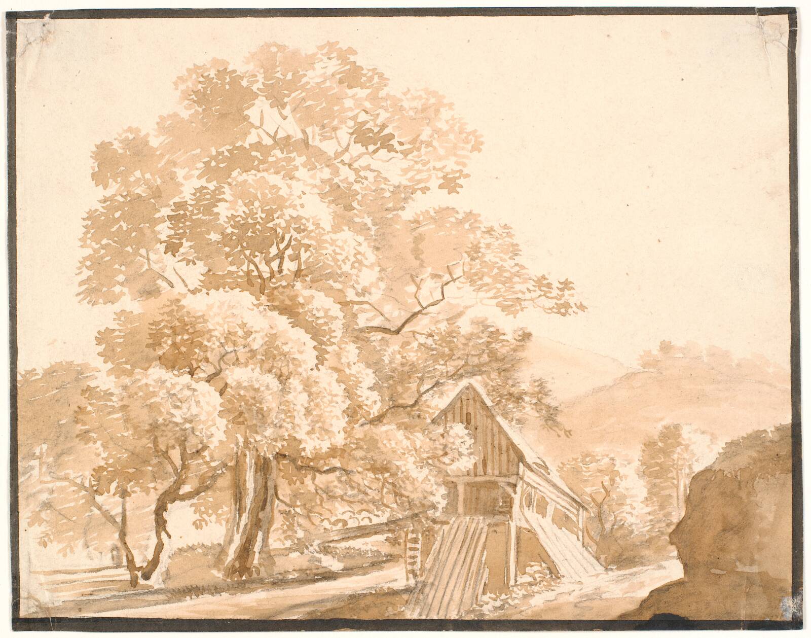En mølle ved Lausanne, J.P. Møller, 1813