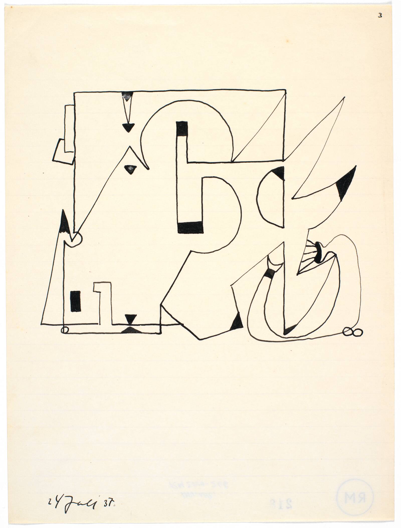 Geometriserende figuration, Richard Mortensen, 1937