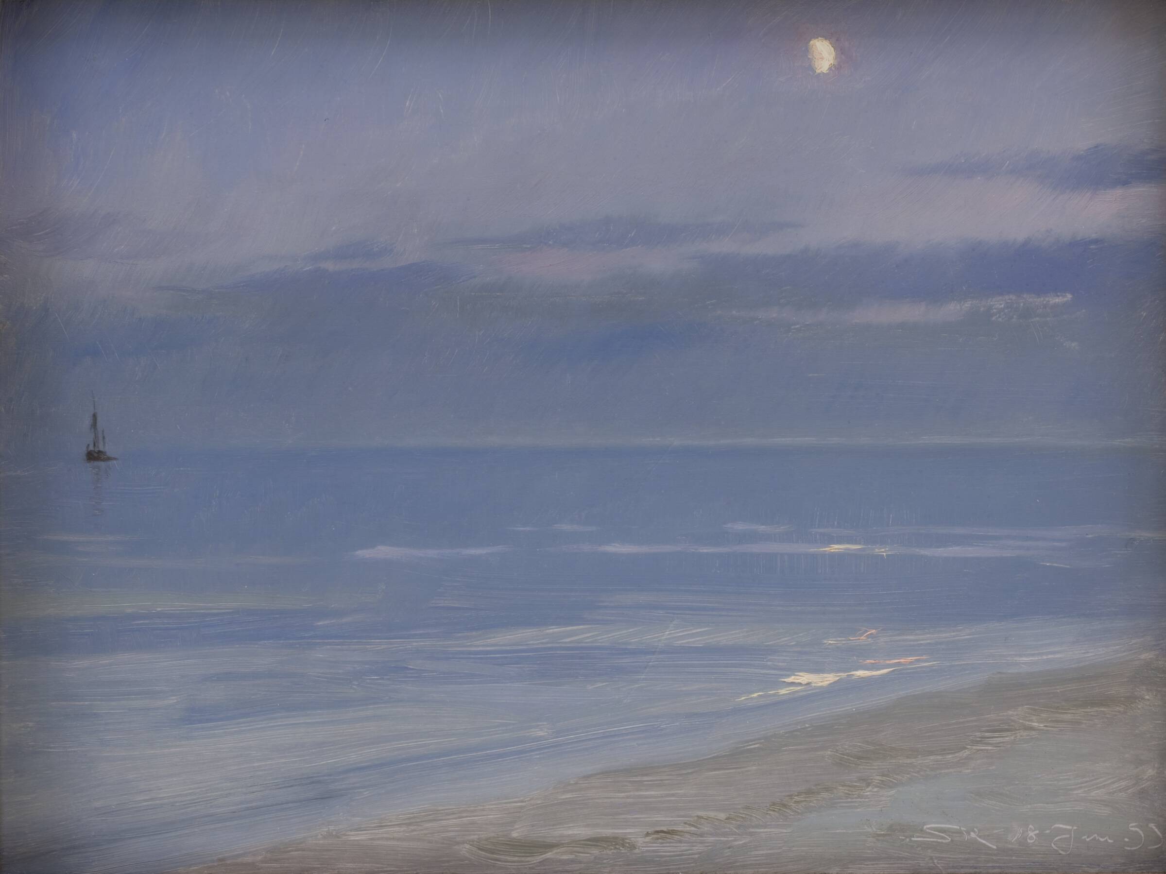 Måneskin ved Skagen Strand, P.S. Krøyer, 1899