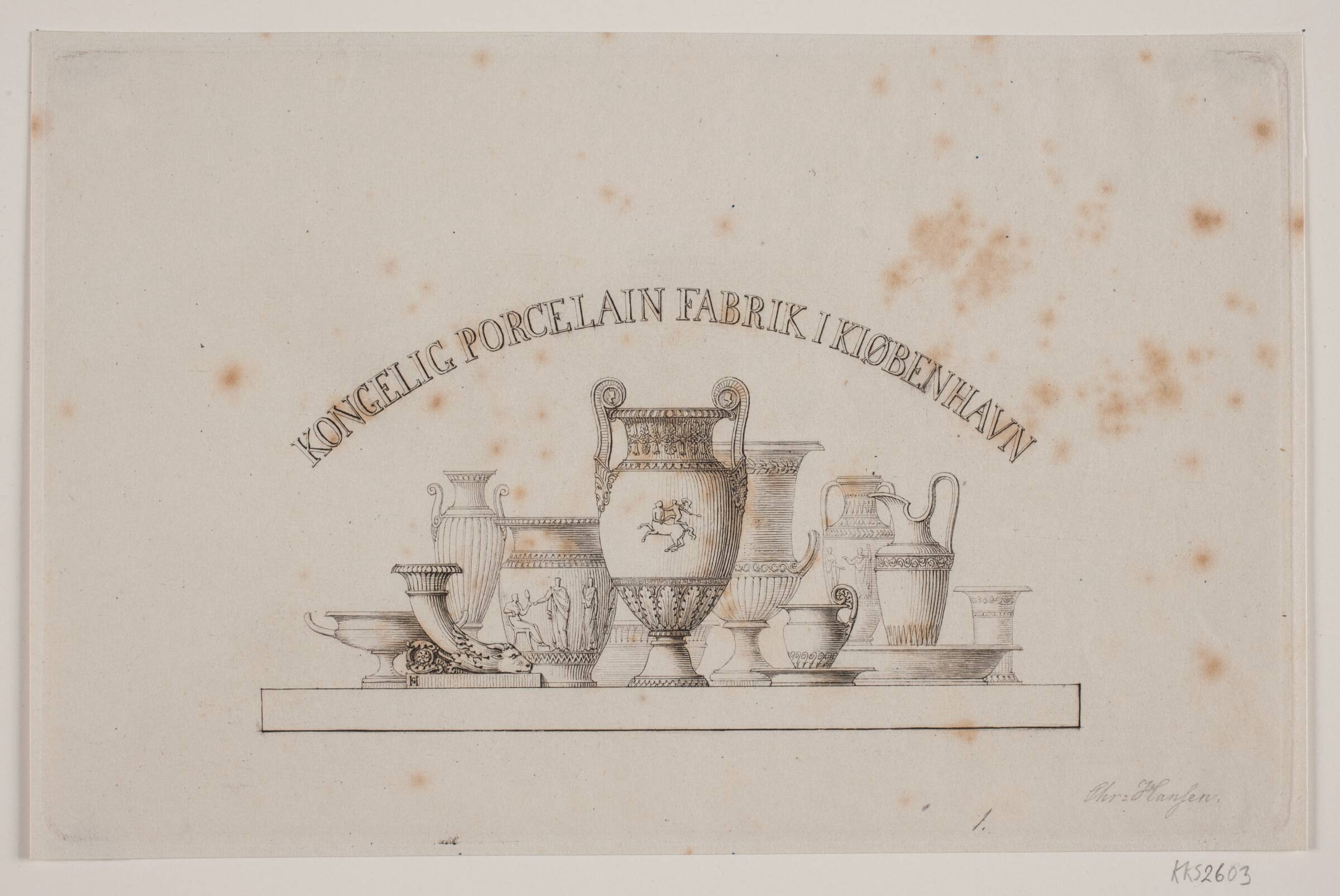 Vignet til Den Kongelige Porcelænsfabrik København, Hans Christian Hansen, 1828