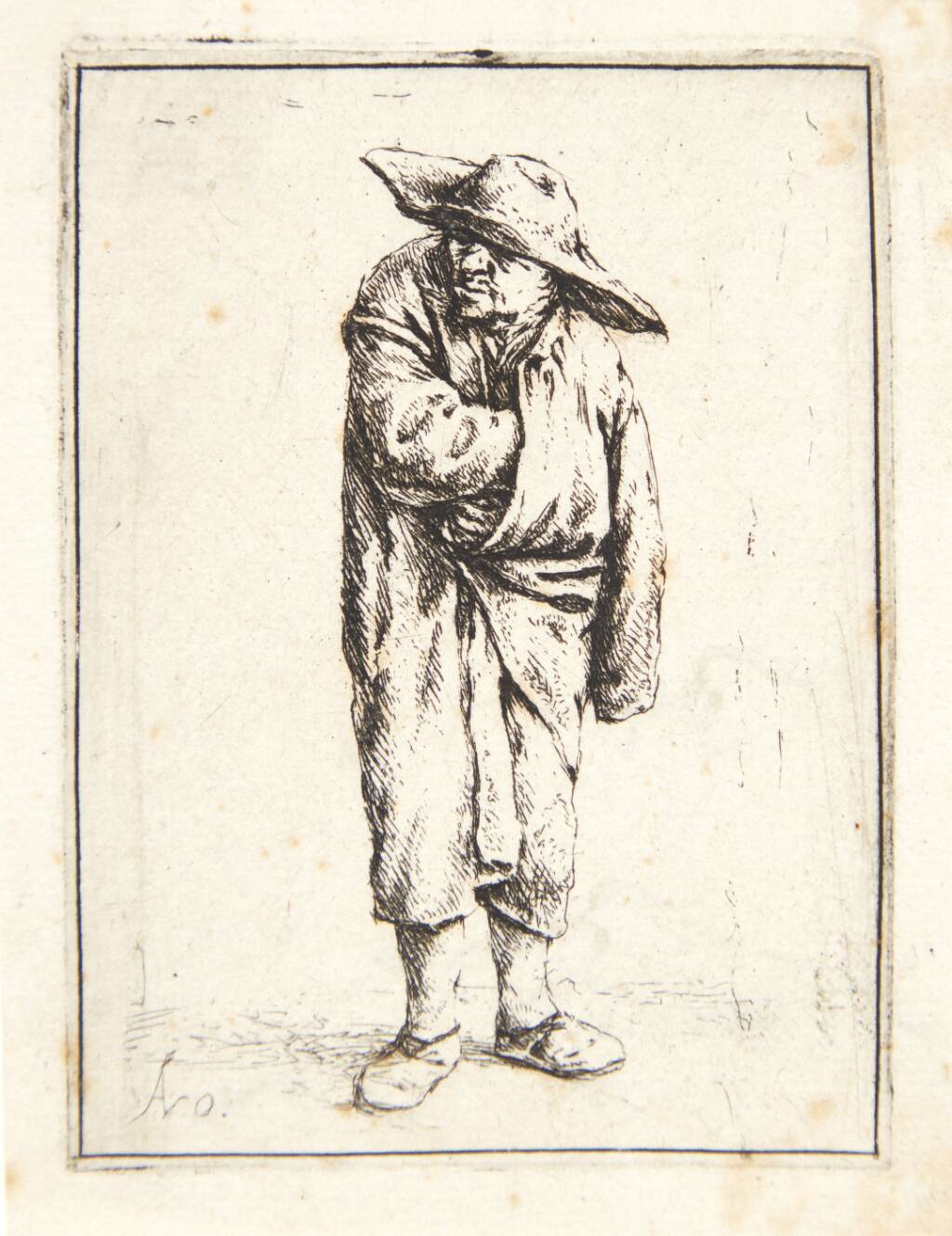 Bonde med den ene hånd i frakken, Adriaen van Ostade, 1647