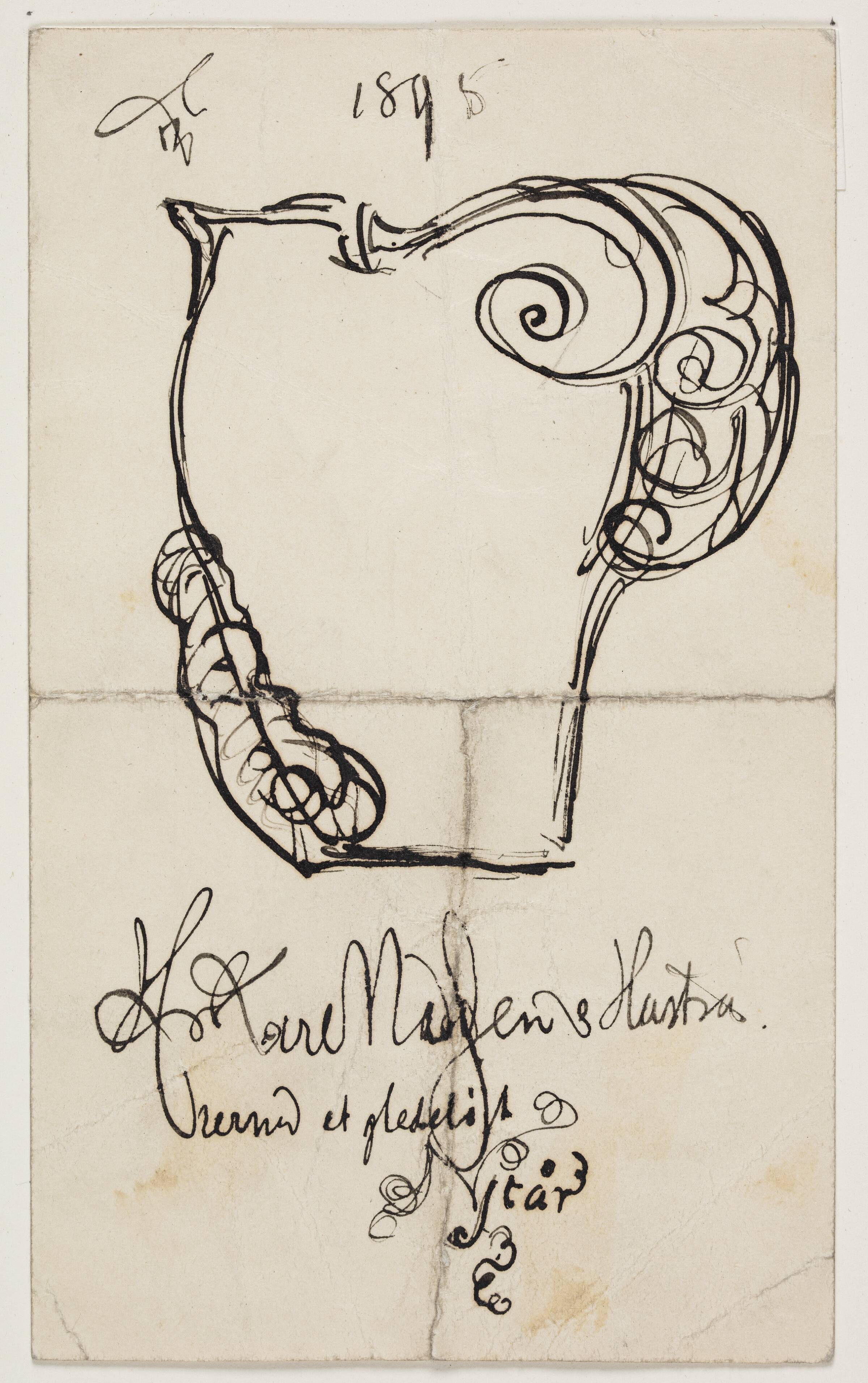 Skitse til asymmetrisk vase, Thorvald Bindesbøll, 1895