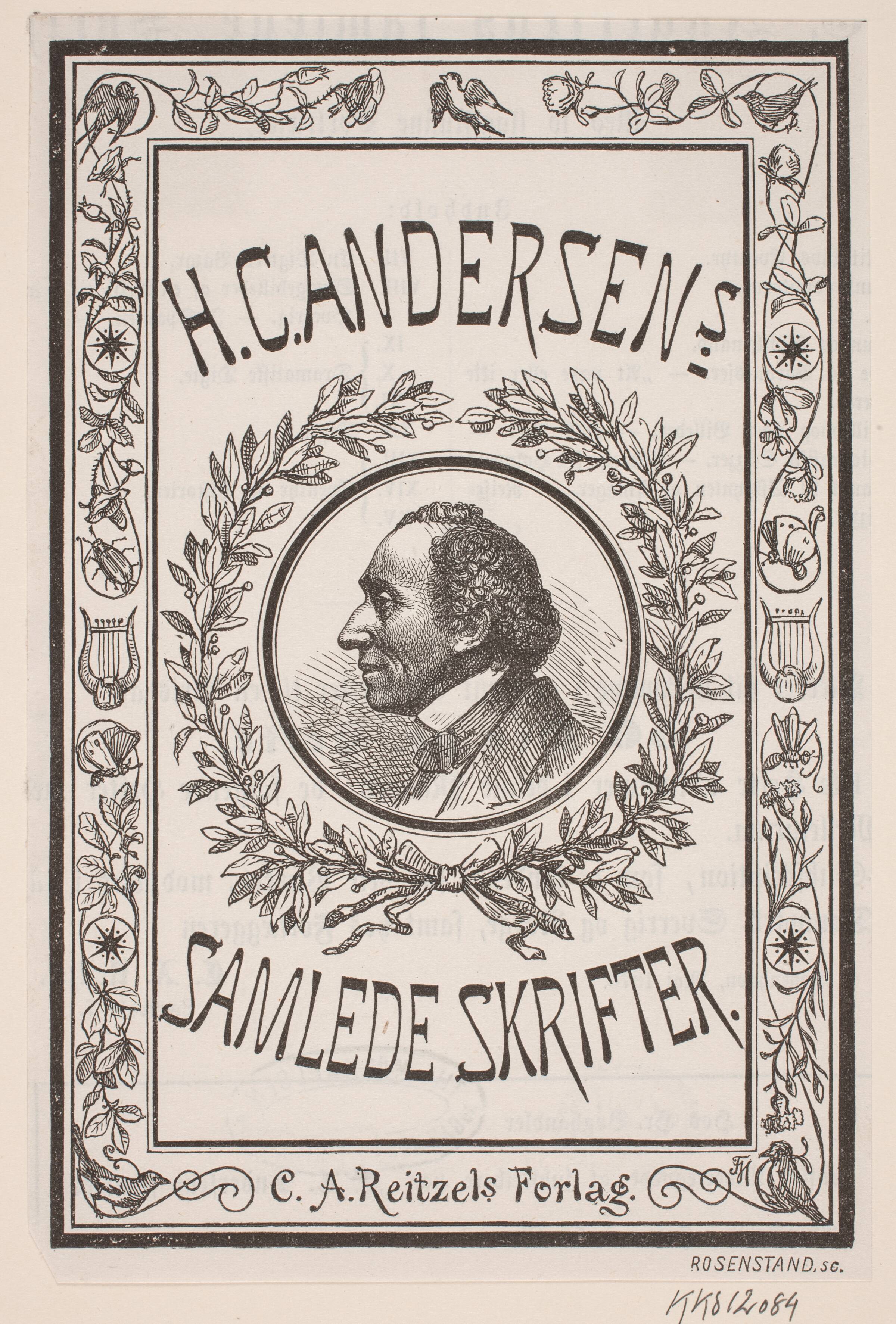 Omslag til H. C. Andersens samlede skrifter, Johan Frederik Rosenstand, 1828-1887