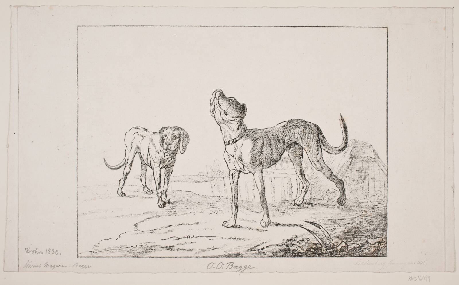 To hunde, Oluf Olufsen Bagge, 1831