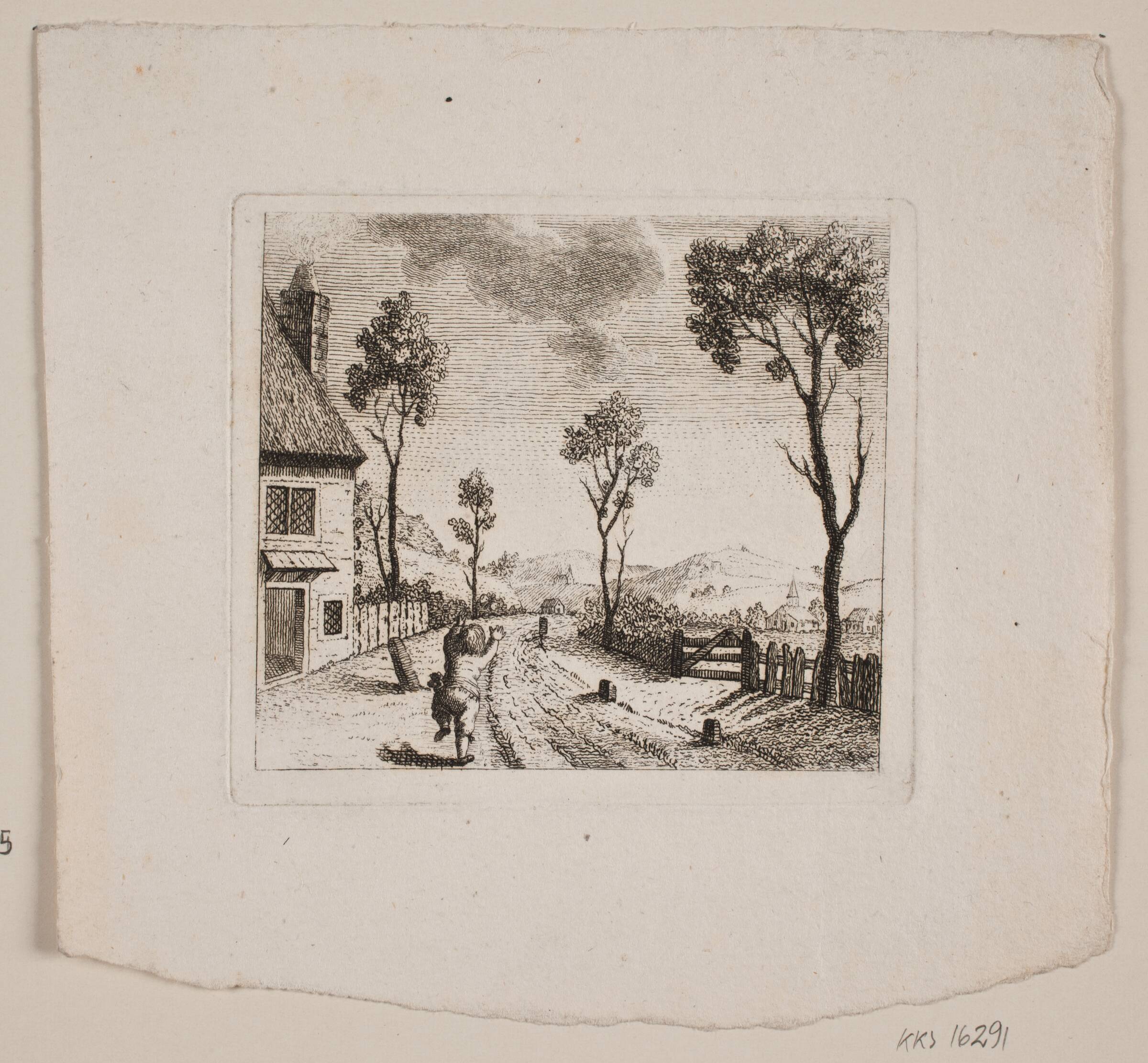 Landskab med løbende dreng, Gerhard Ludvig Lahde, 1790