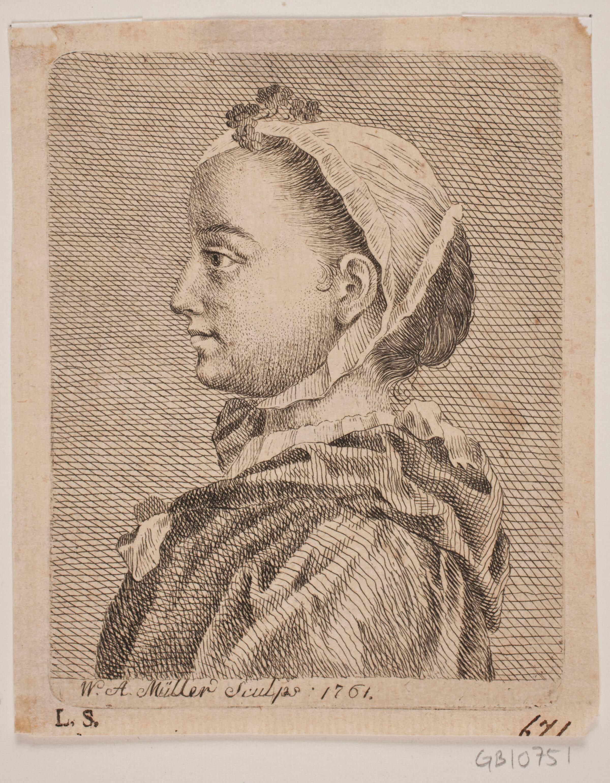 En ung Dame i Profil, W.A. Müller, 1761