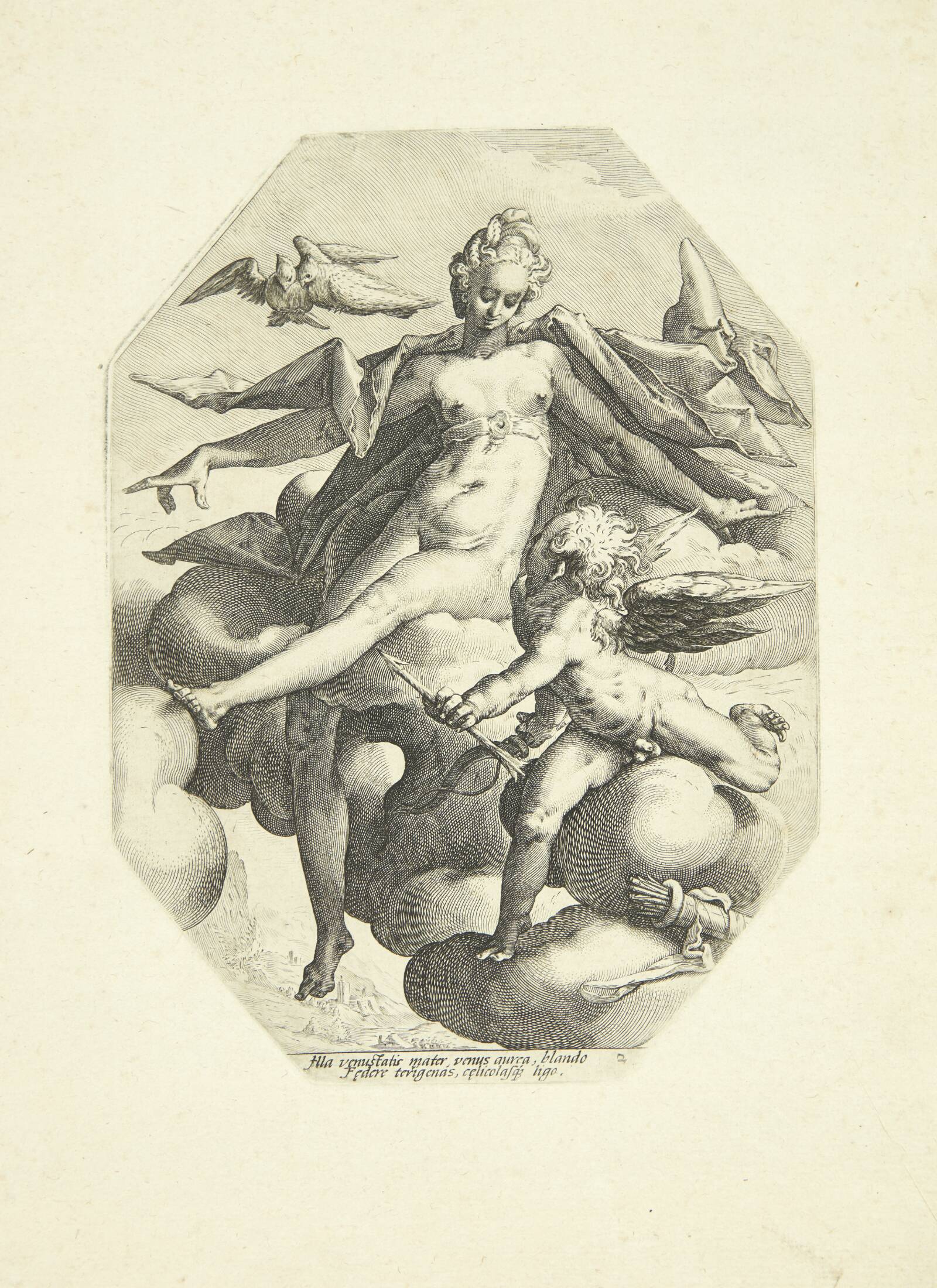 Venus og Amor, Jacob Matham, 1585-1588