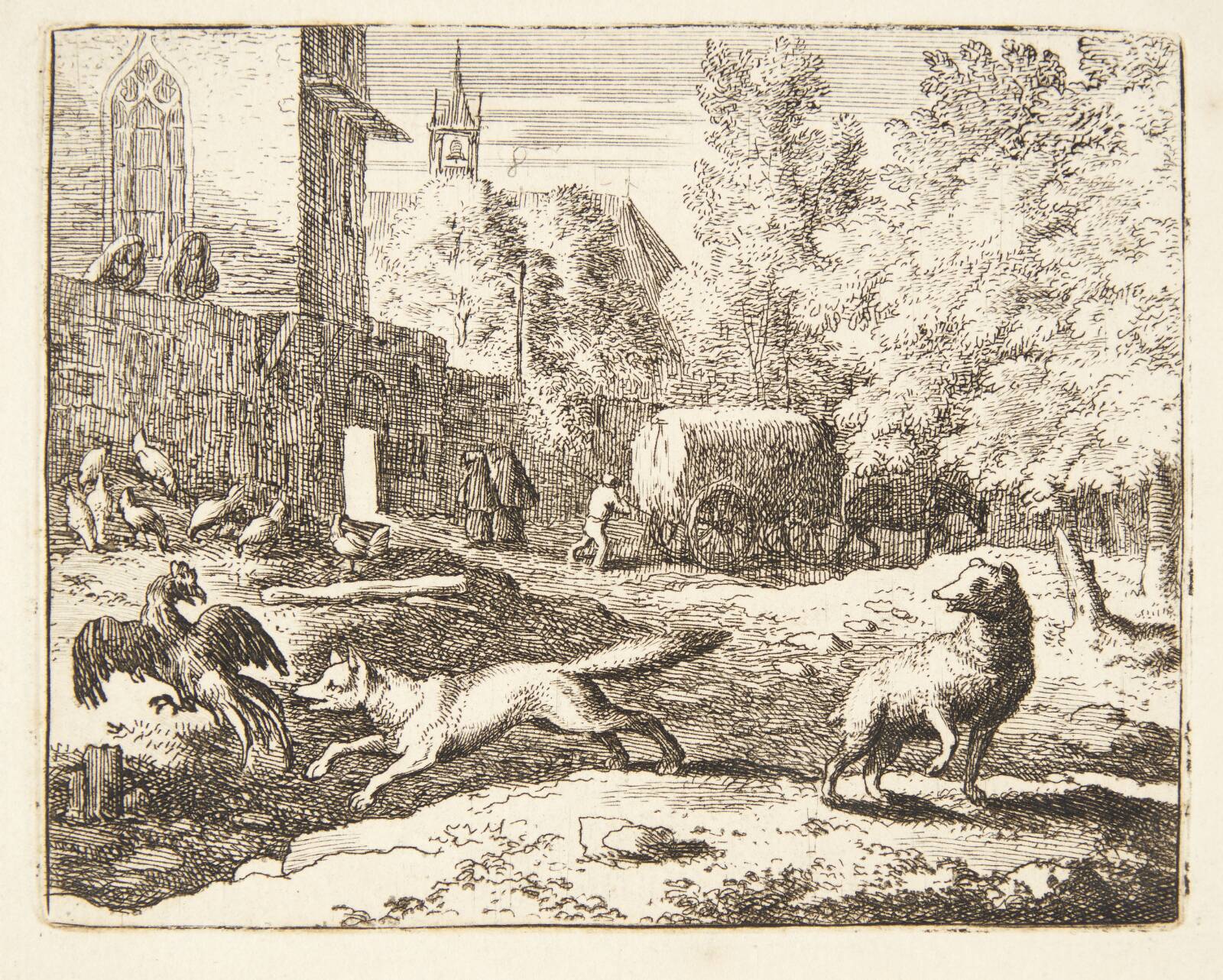 Renard jager høns, Allaert van Everdingen, 1621-1675