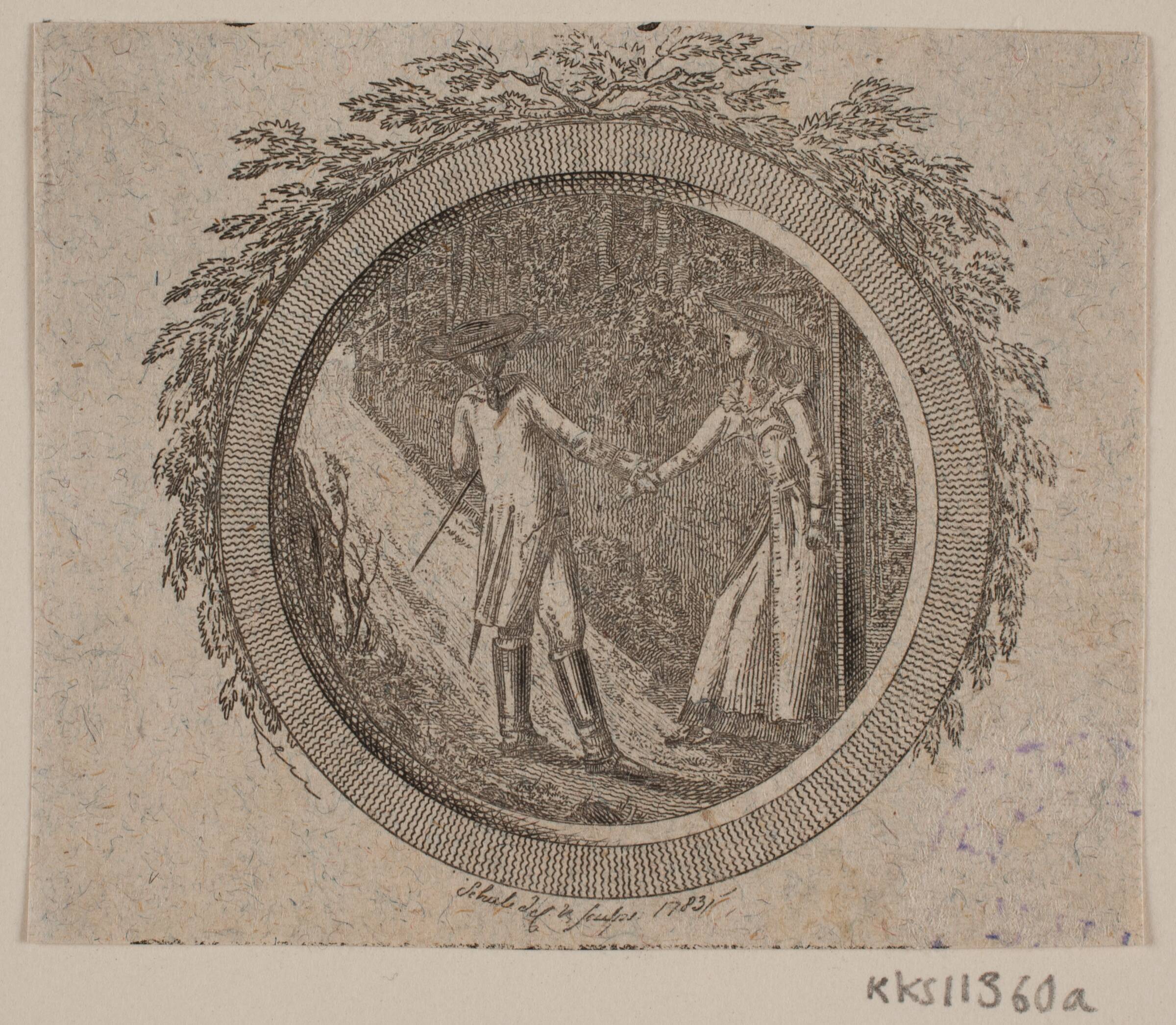 Titelvignet til S. Richardson: "Miss Clarissa Harlowes Historie", anden del, Georg Christian Schule, 1783