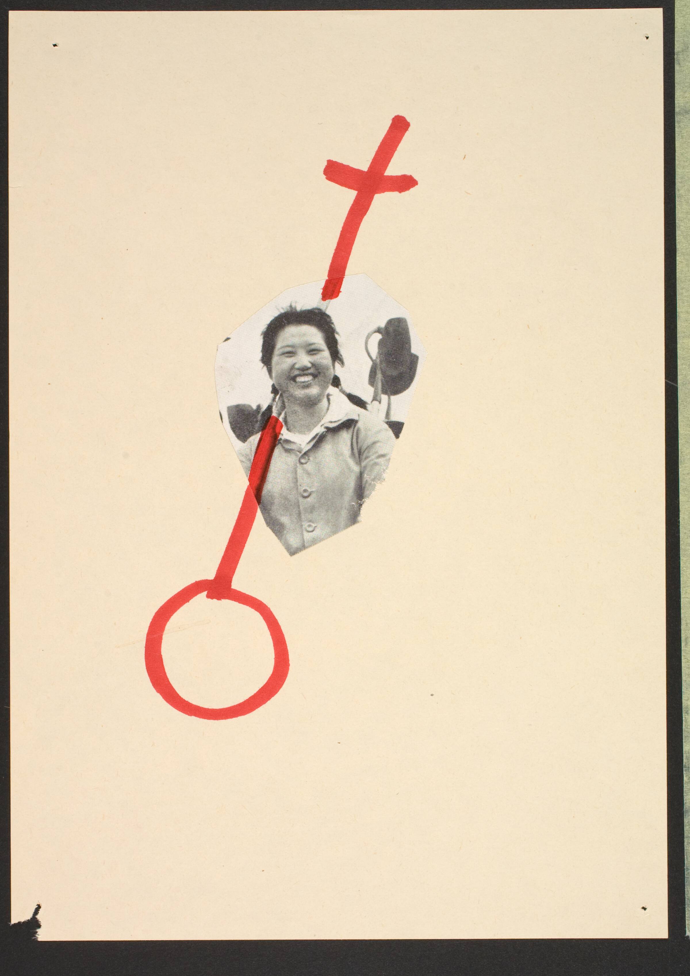 Udklip på papir med kvindetegnet, Lene Adler Petersen, 1974