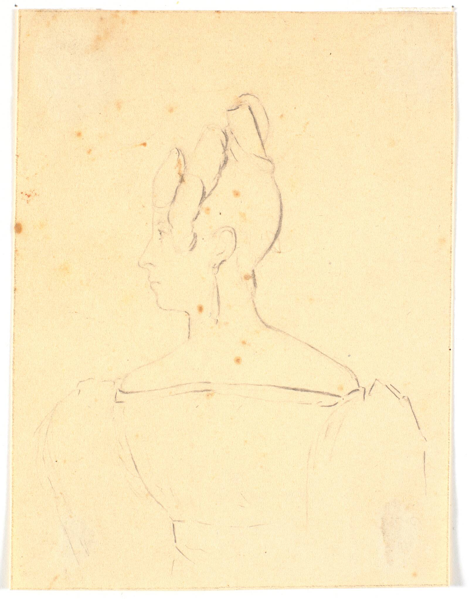 Brystbillede af dame. Profil til venstre, Wilhelm Bendz, 1829-1830
