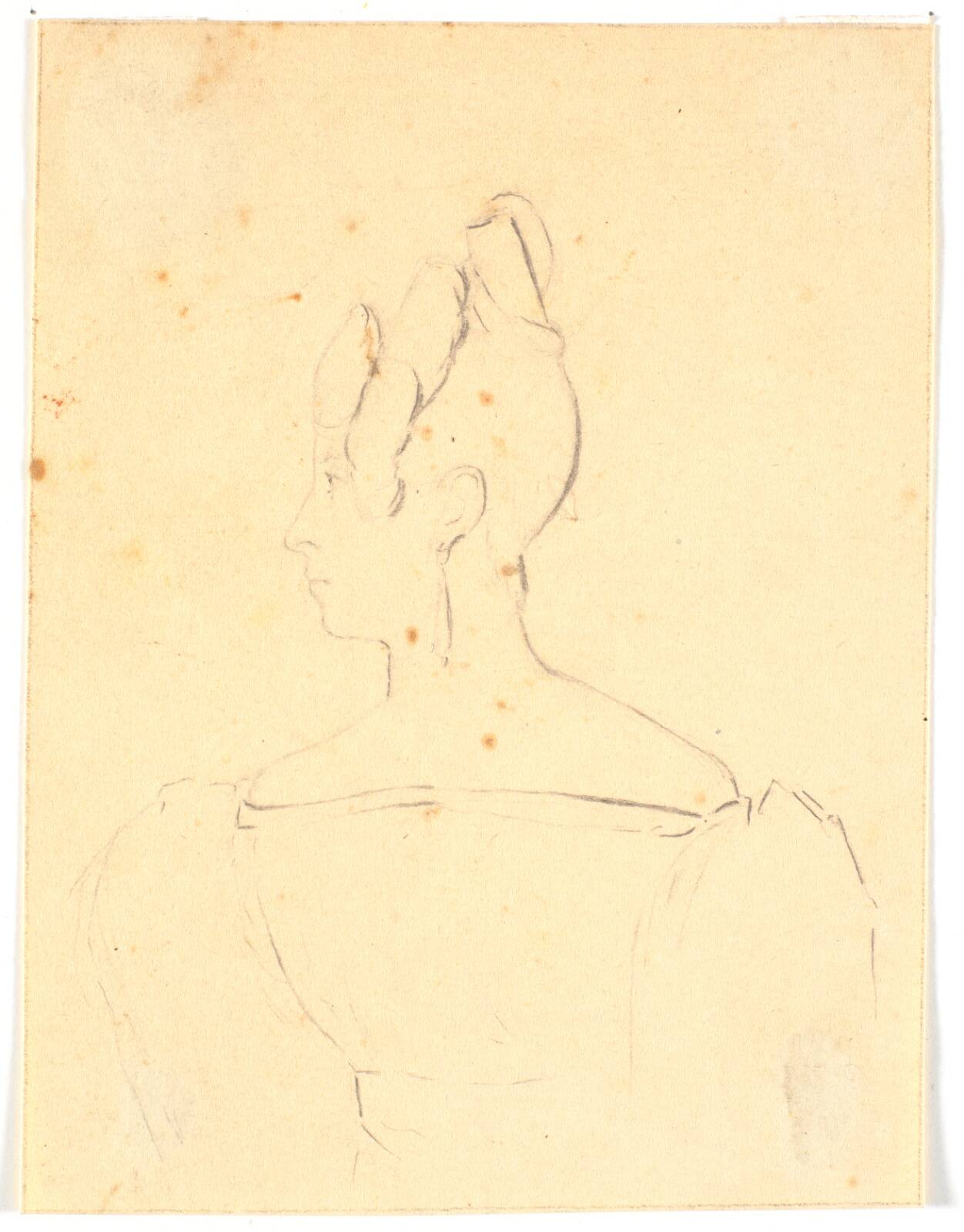 Brystbillede af dame. Profil til venstre, by Wilhelm Bendz, 1829-1830