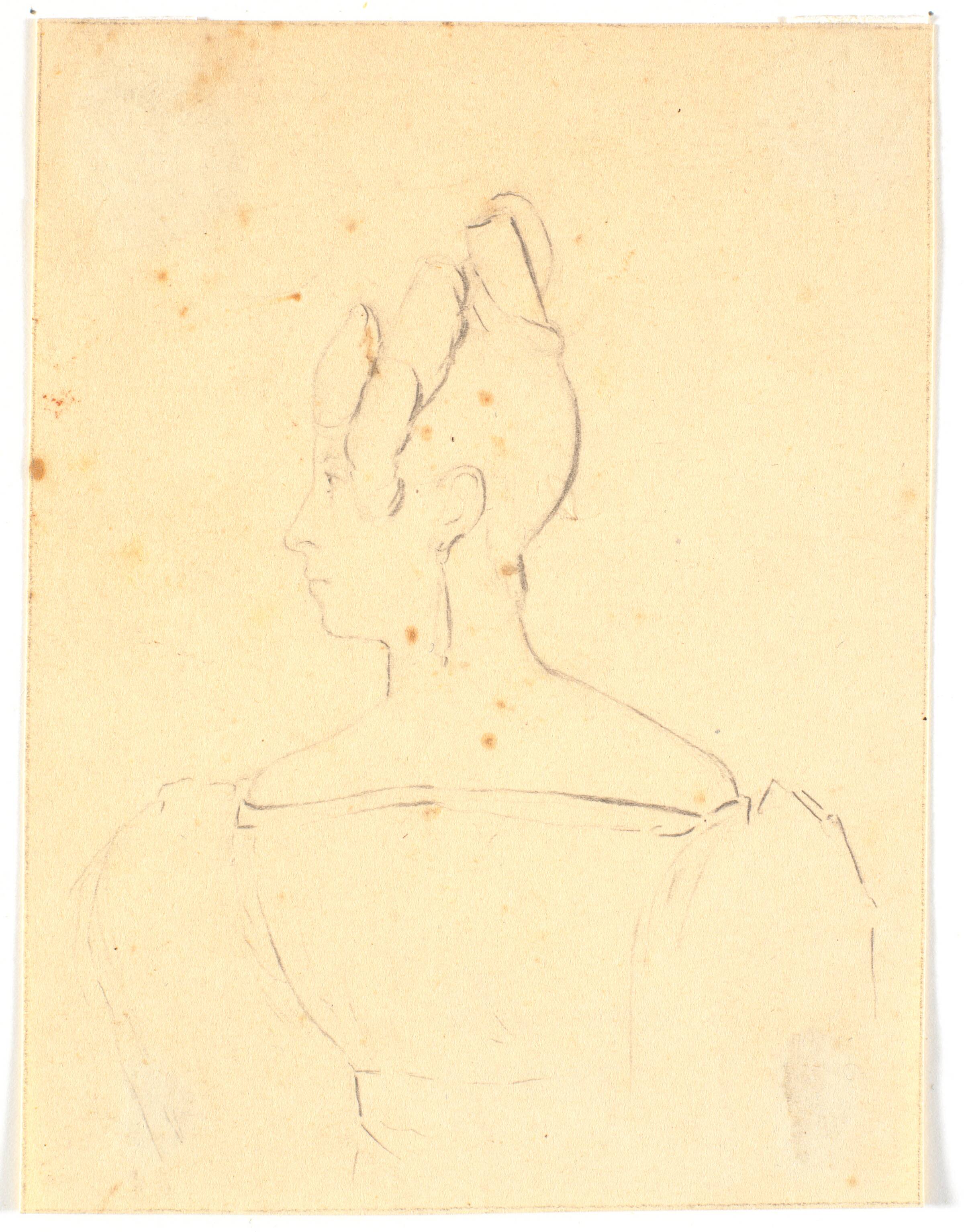 Brystbillede af dame. Profil til venstre, Wilhelm Bendz, 1829-1830