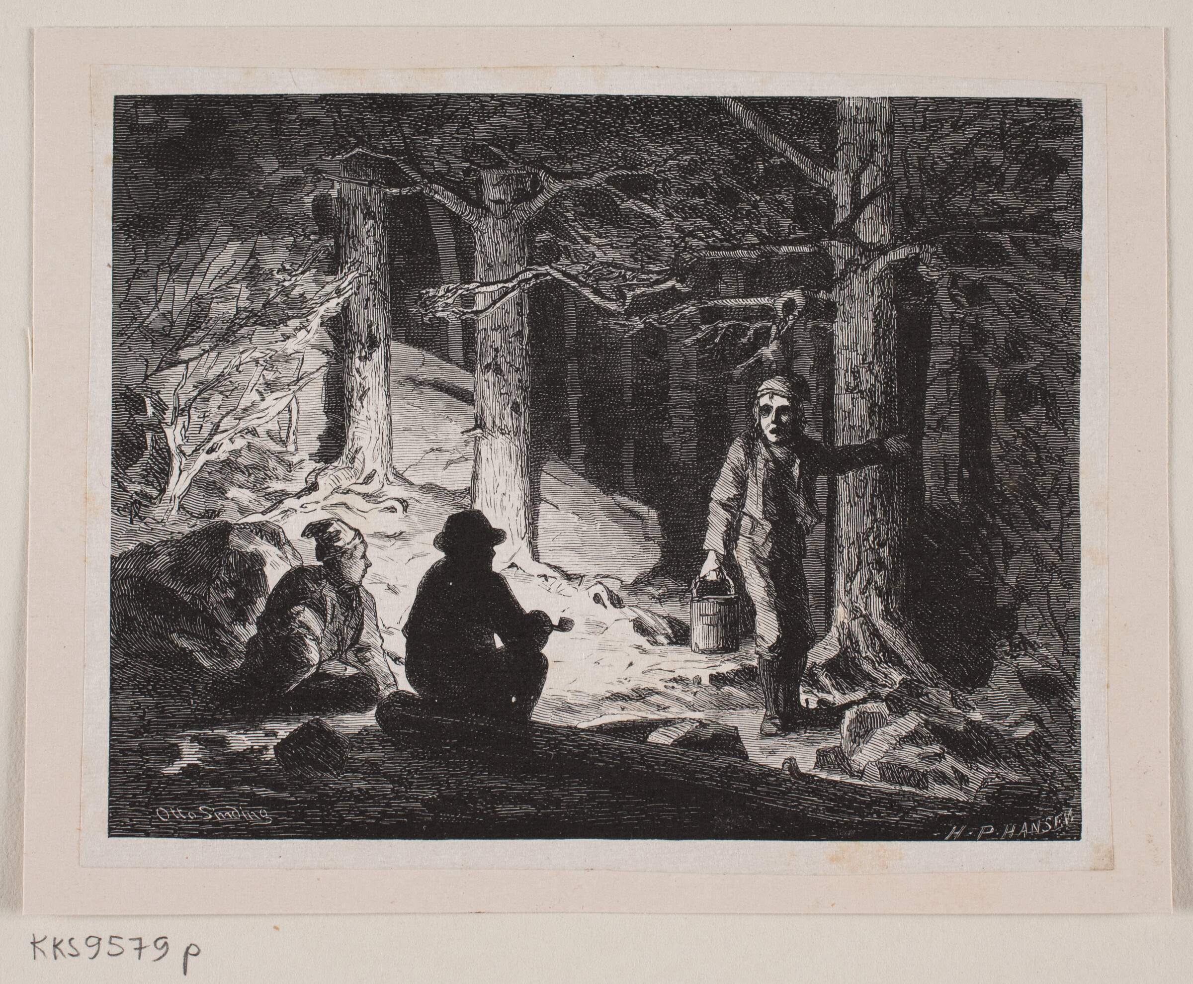 Illustration til "En Sommernat paa Krogskoven", H.P. Hansen, 1829-1899