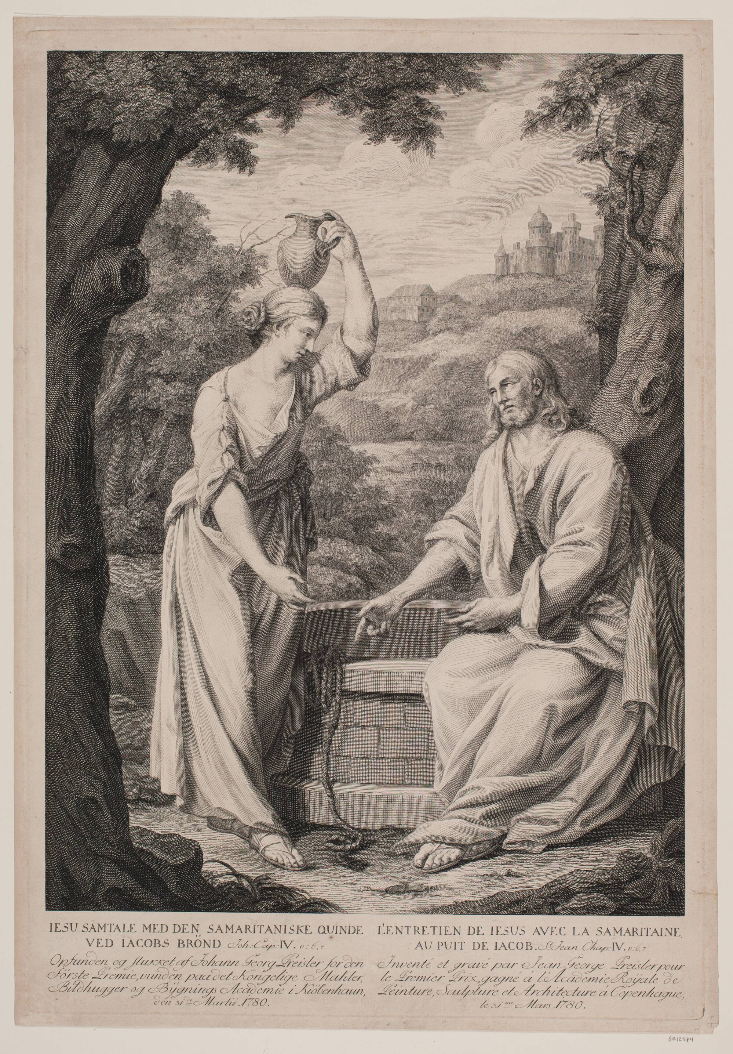 Jesu samtale med den samaritanske Quinde ved Iacobs Brönd, J.G. Preisler, 1780