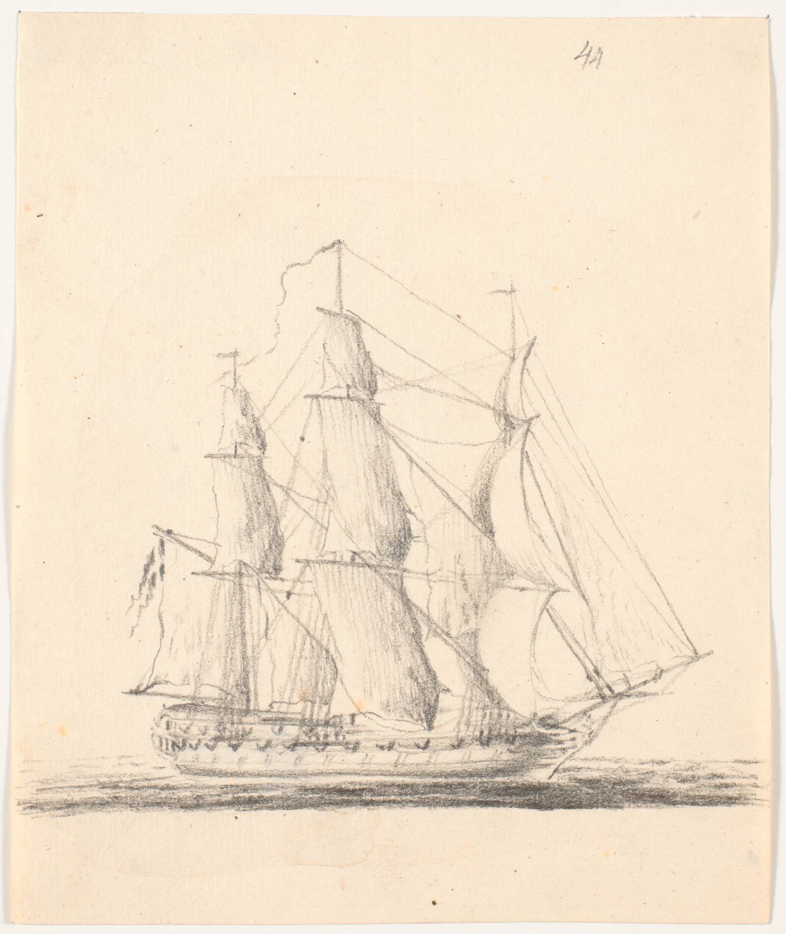 Marineskib for fulde sejl, C.A. Lorentzen, 1746-1828