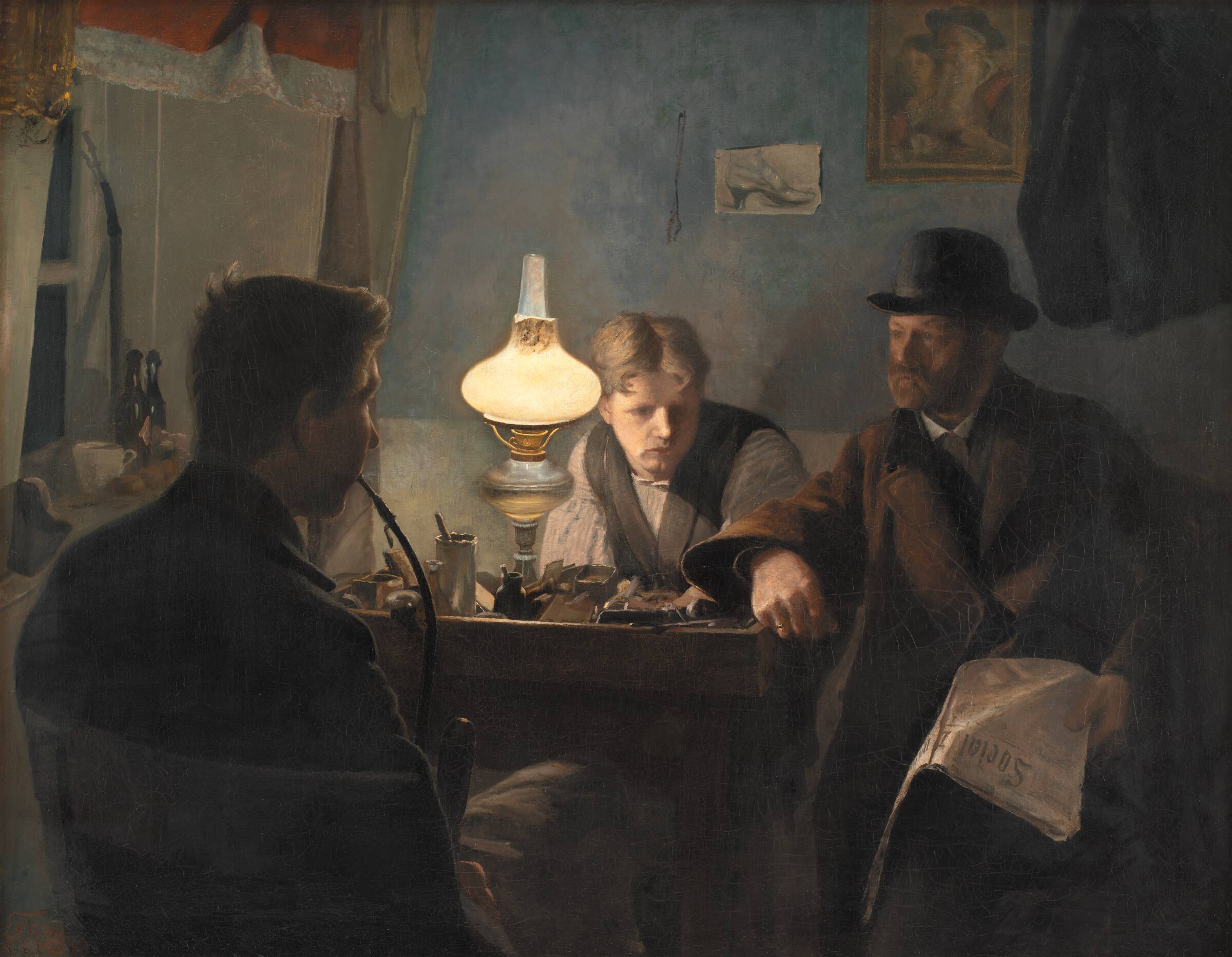 Et besøg i et skomagerværksted, L.A. Ring, 1885