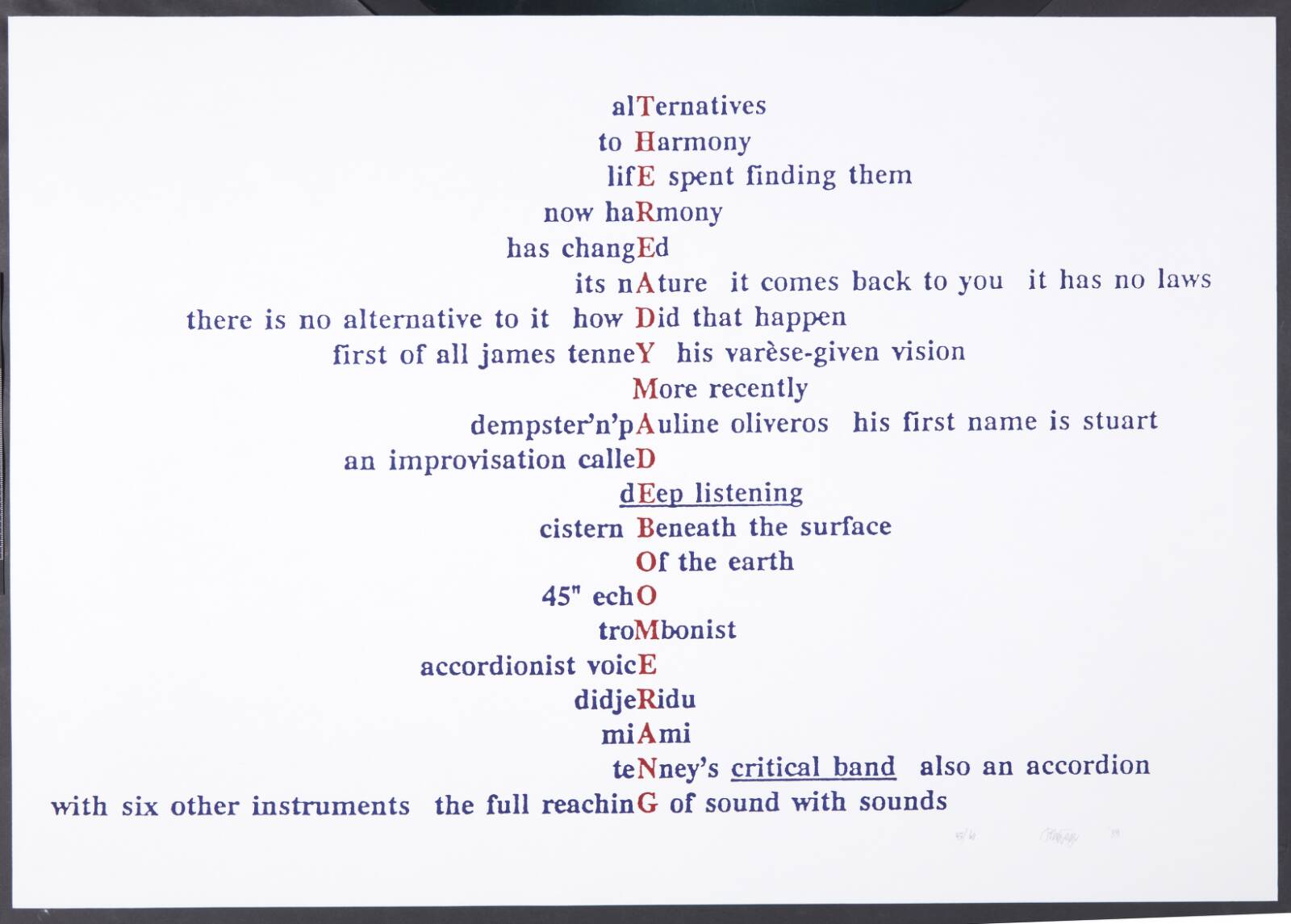 Methostic, John Cage, 1989