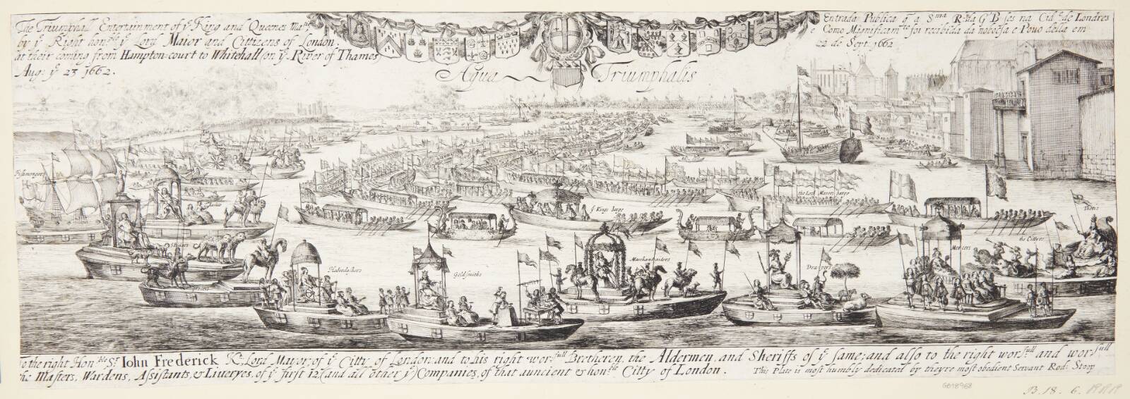 Dronningens ankomst til London. "Aqua Triumphalis", Dirk Stoop, 1662