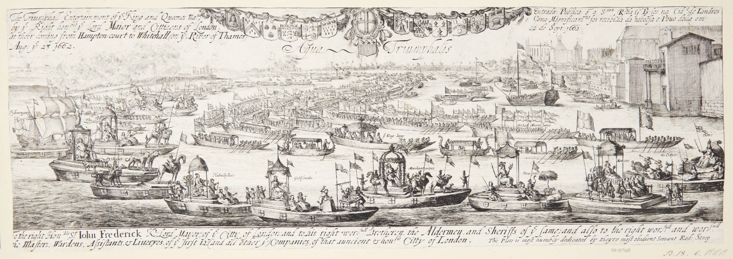 Dronningens ankomst til London. "Aqua Triumphalis", Dirk Stoop, 1662