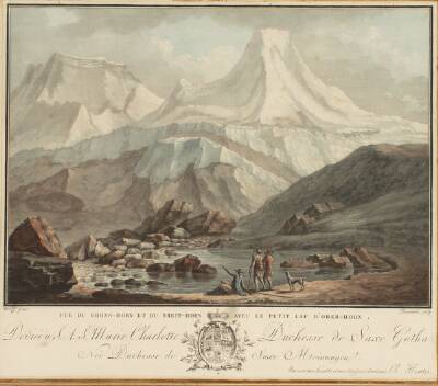 'Vue du Gross-Horn et du Breit-Horn avec le Petit Lac D'Ober-Horn'