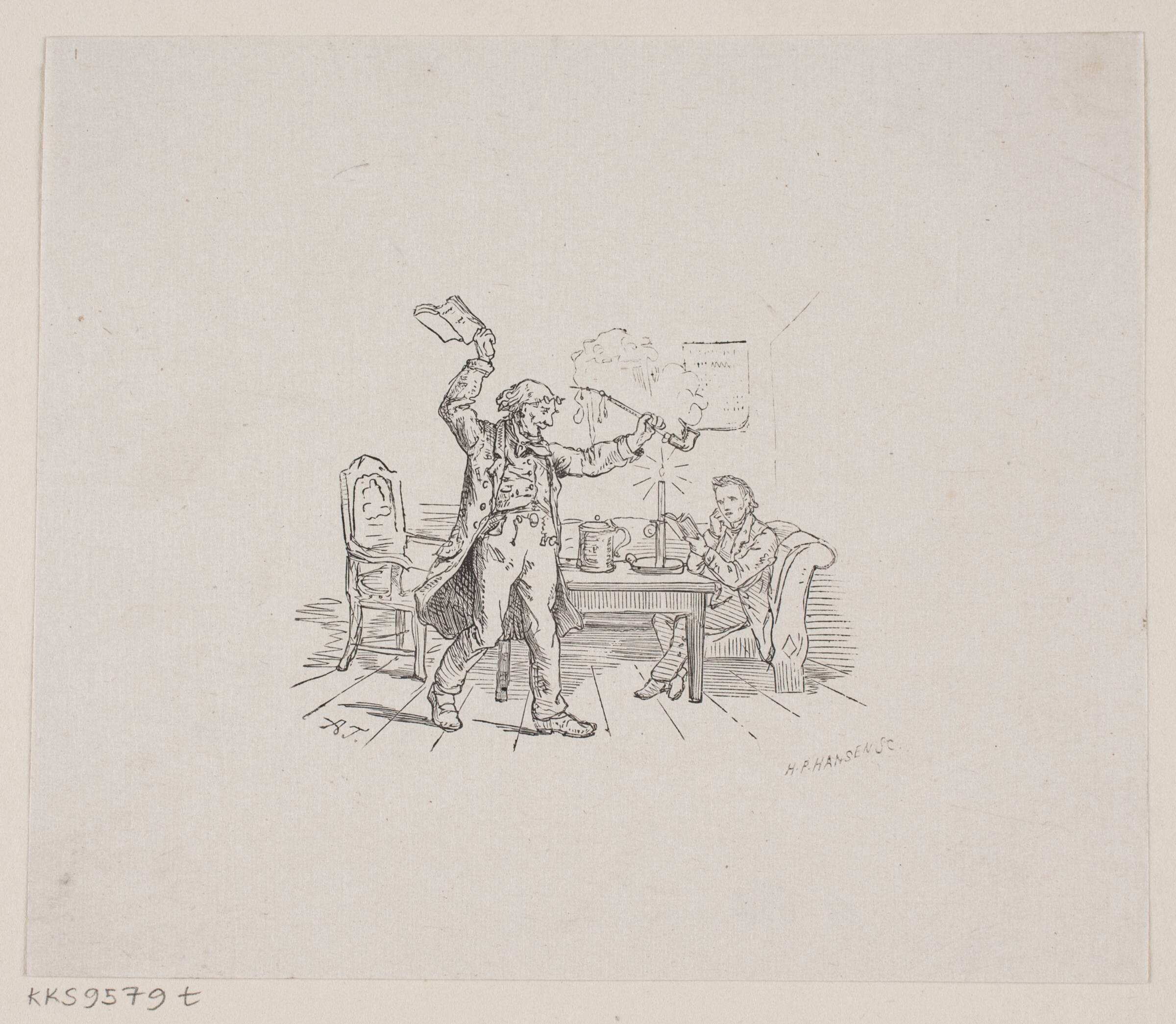 Illustration til "En Aftenstund i et Proprietærkøkken", H.P. Hansen, 1829-1899