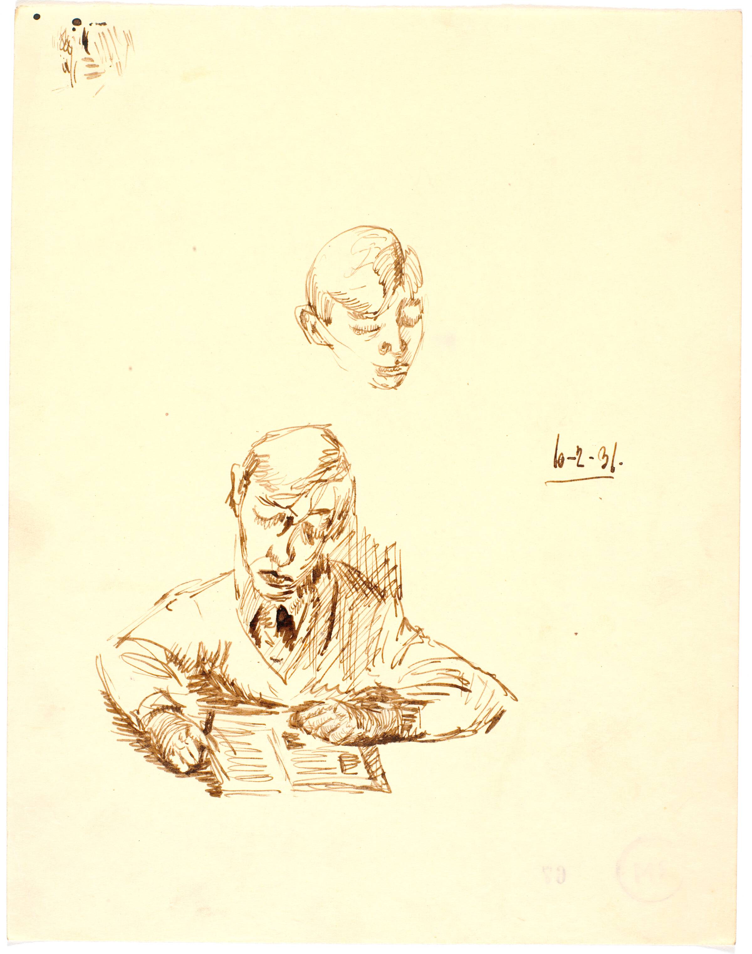Portræt af kunstnerens bror Otto, kaldet Mads, læsende, Richard Mortensen, 1931