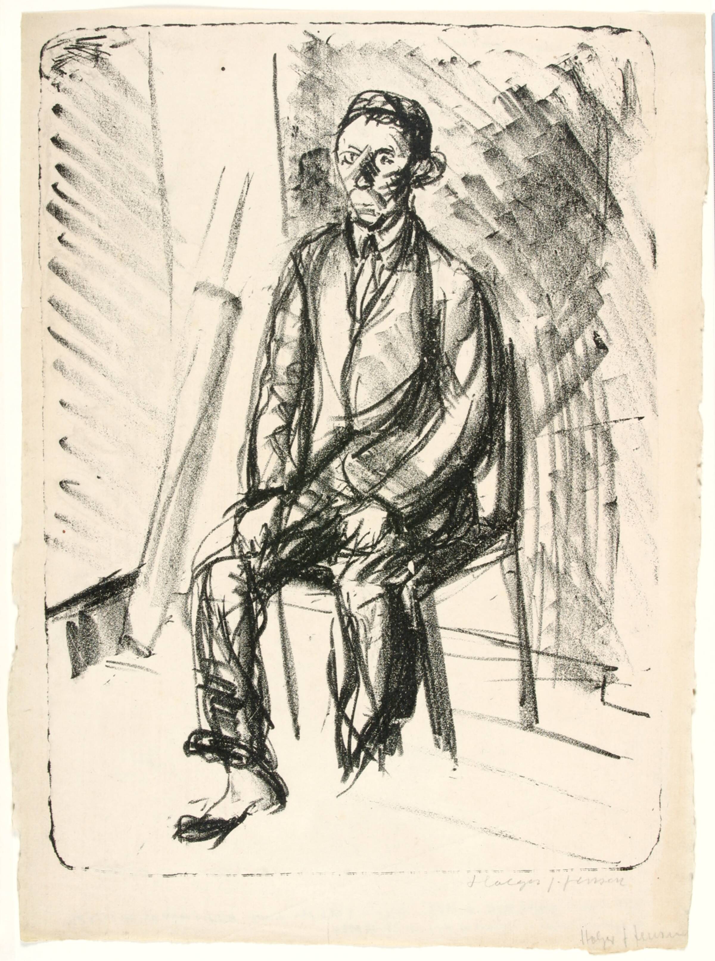 Portræt af mand siddende på stol, Holger J. Jensen, 1929